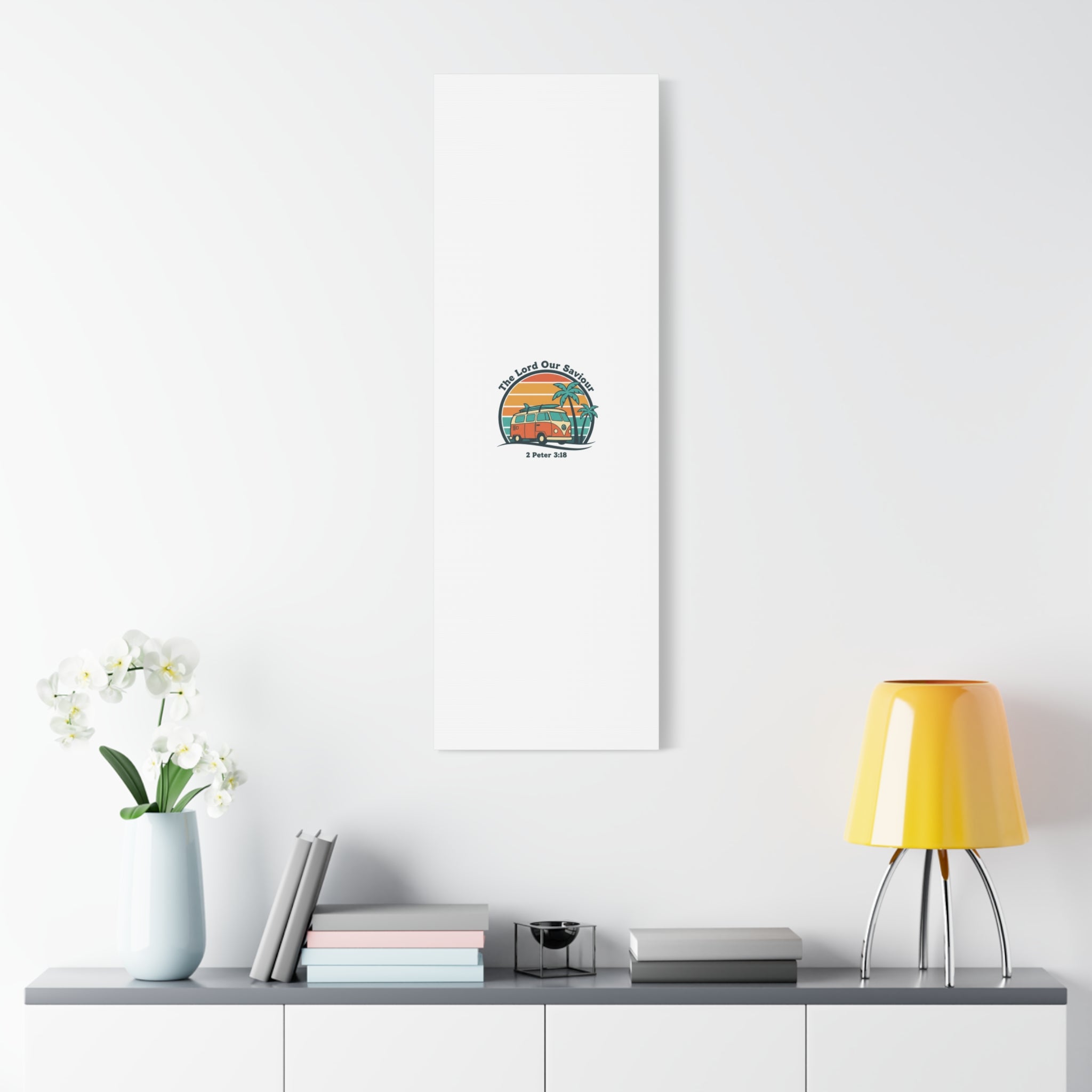 The Lord our Saviour, Retro Surf Sunset Canvas | 70s Van Palm Postcard, Analog Sunshine Aesthetic