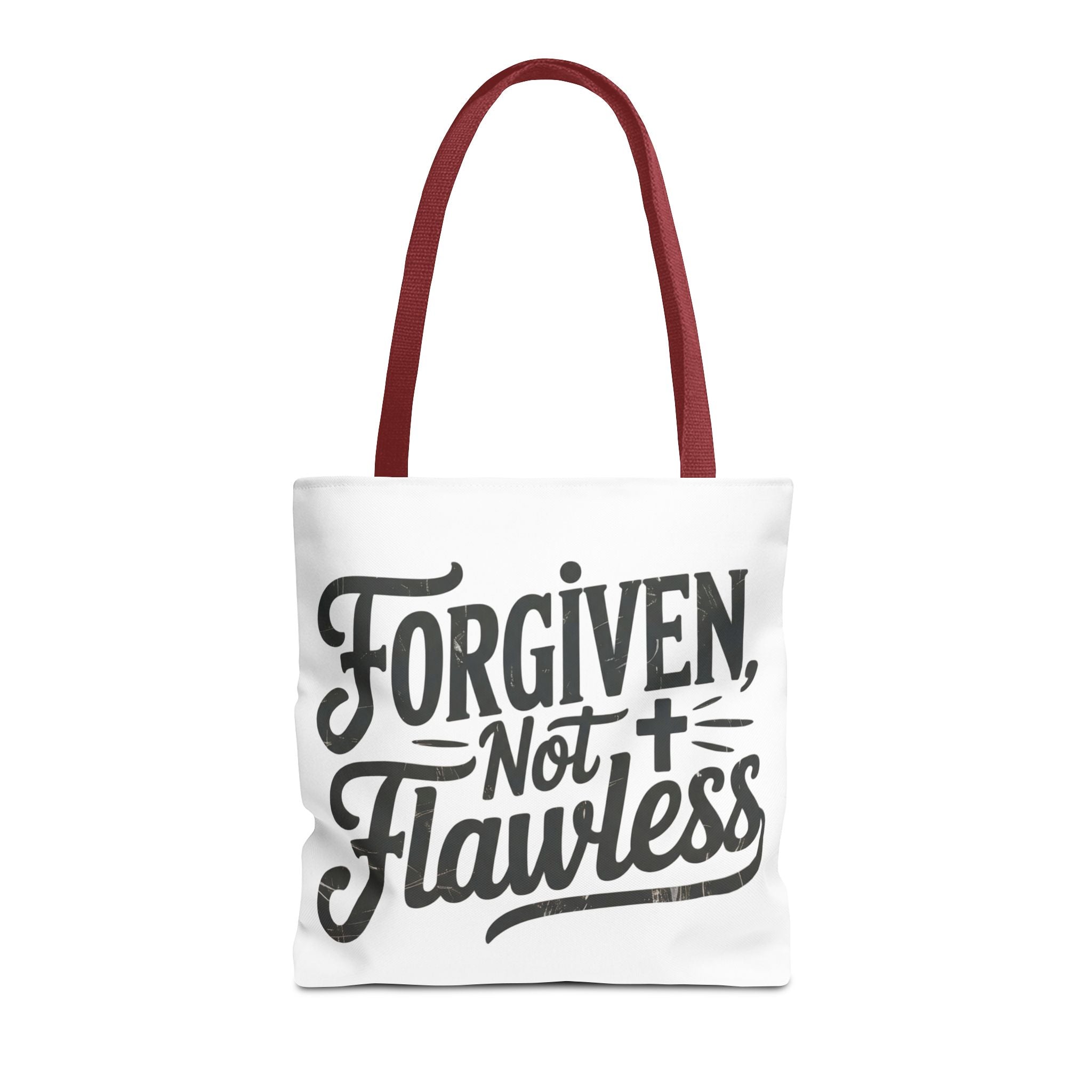 Forgiven Not Flawless Christian Tote Bag — Inspirational Scripture Quote Tote