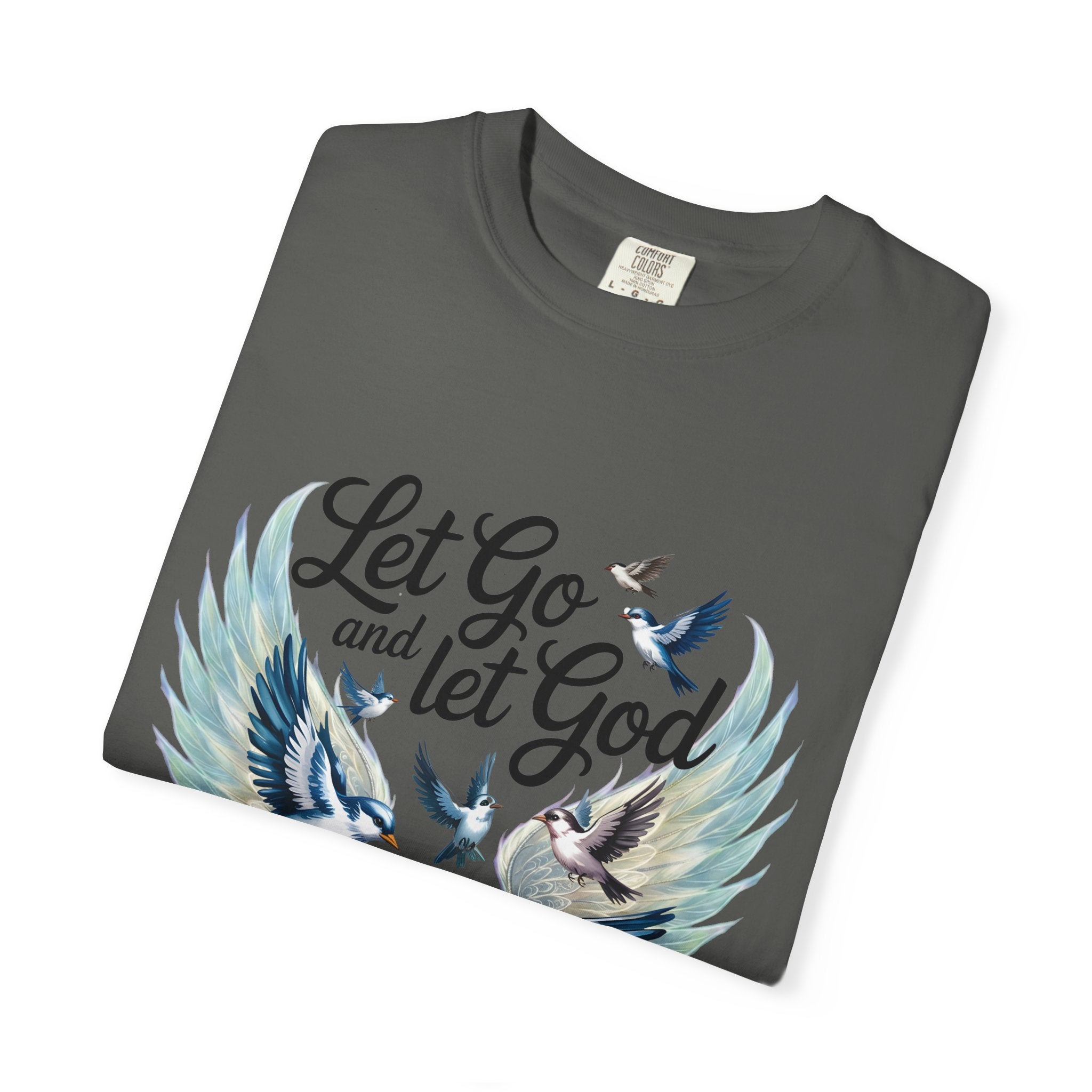 Angel Wings Graphic T-Shirt — Pastel Blue Feather Back Print