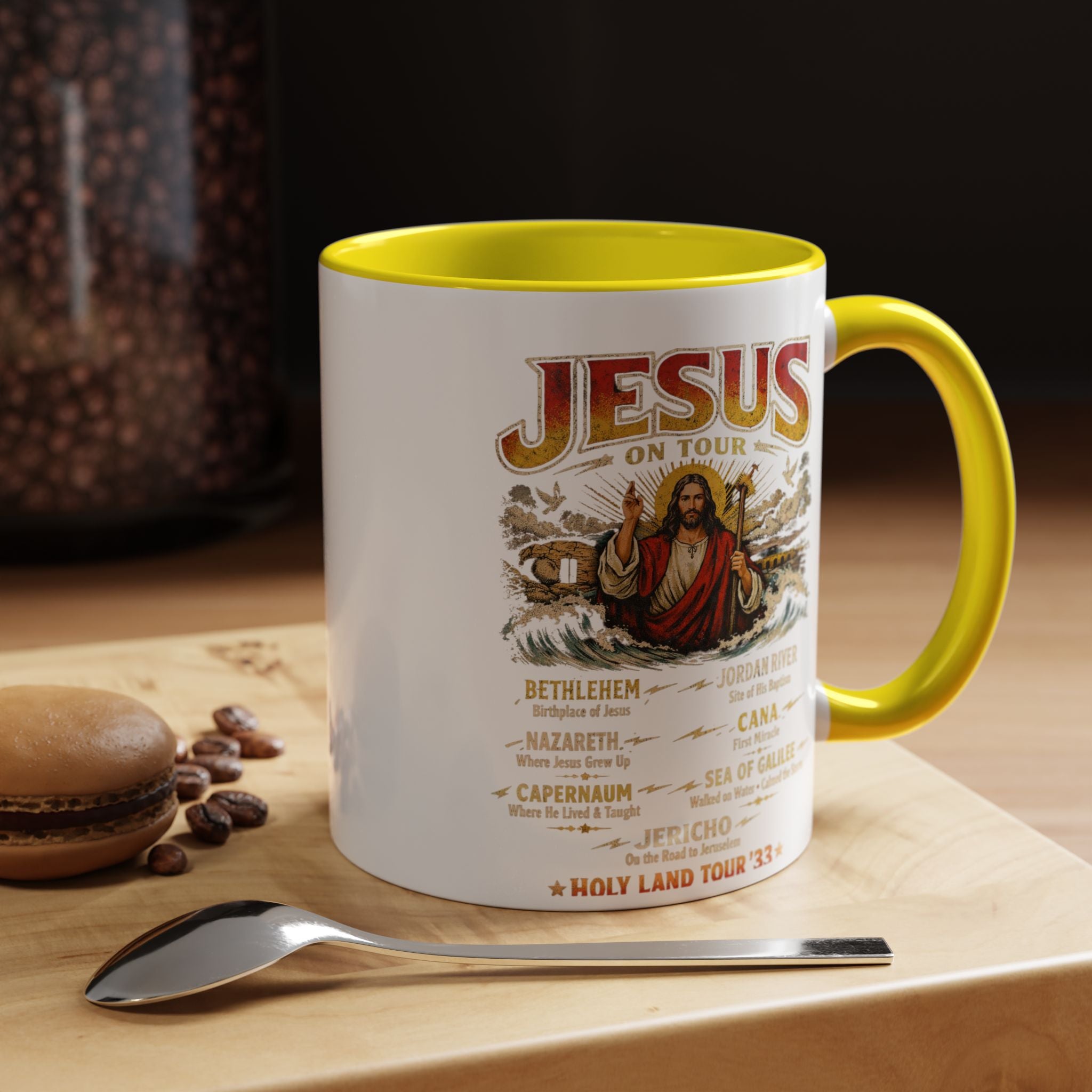 Jesus on Tour Coffee Mug — Band-Tour Style Map of Jesus’ Visits (11/15oz)