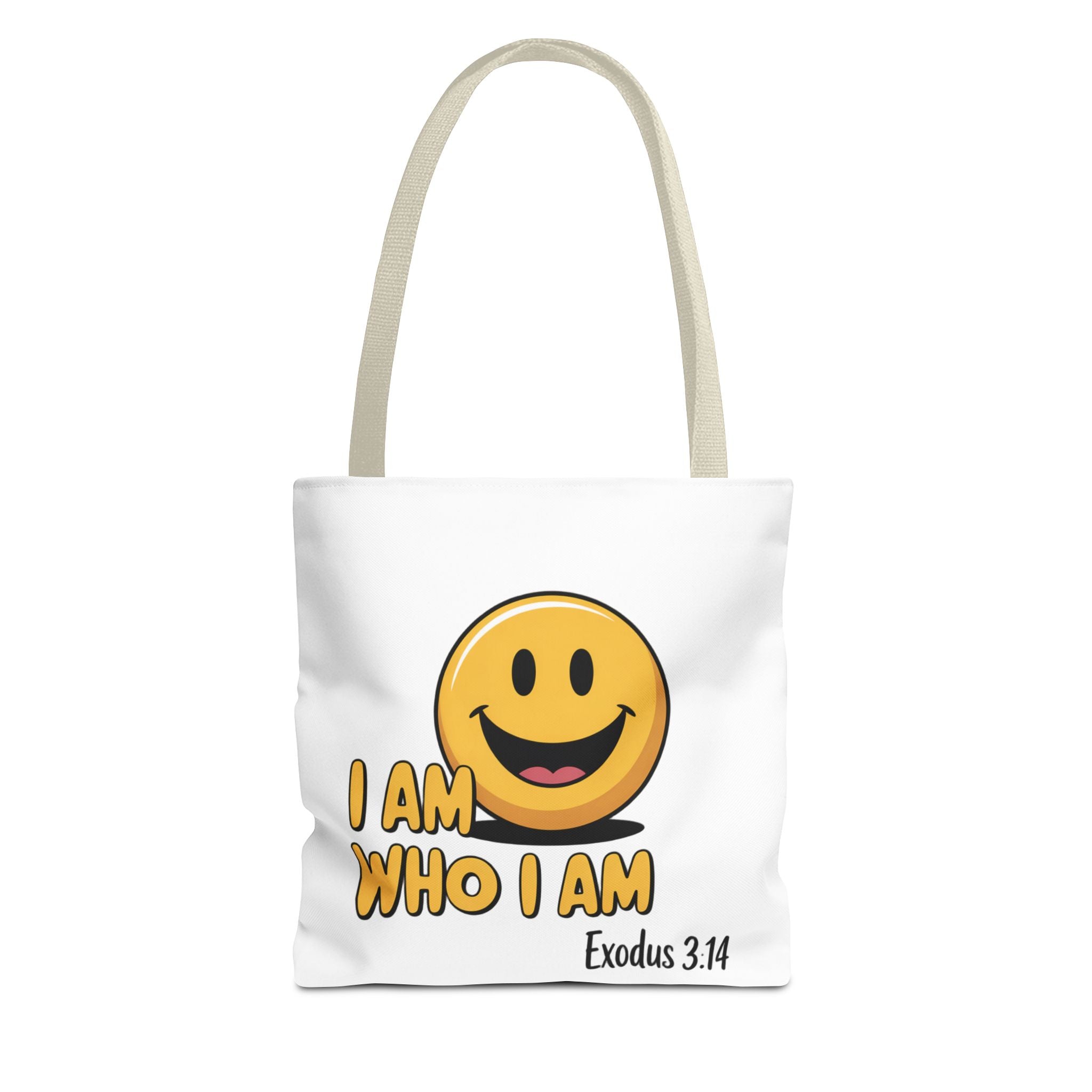 I Am Who I Am Tote Bag – Smiley Faith Design (Exodus 3:14)