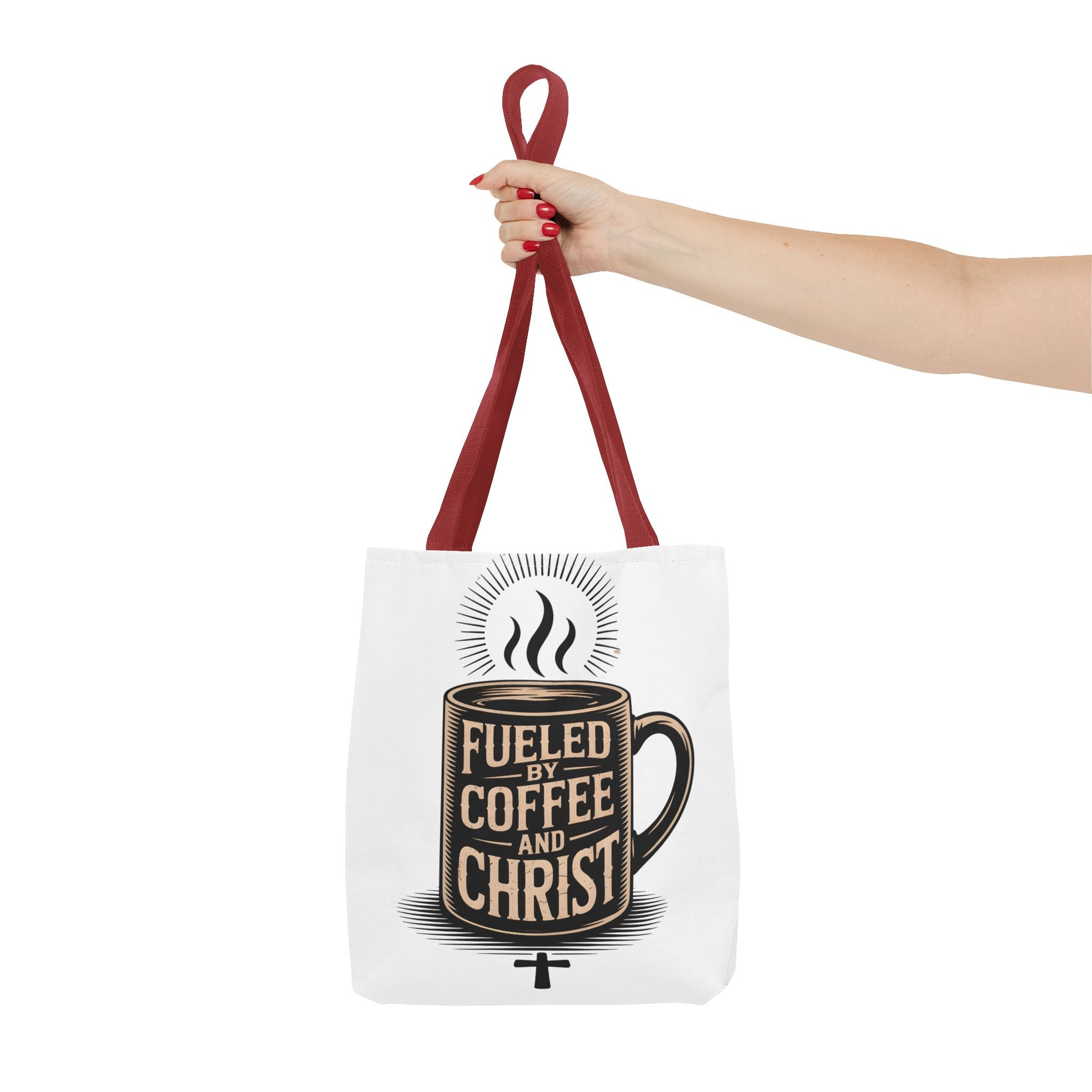 Christian Coffee Tote Bag - "Fueled by Coffee and Christ" Canvas Grocery & Church Bag