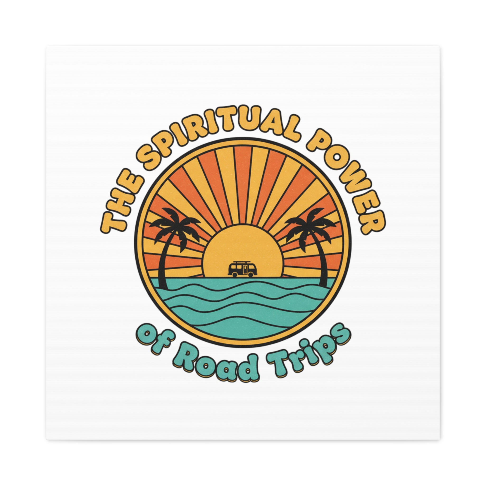 Spiritual Road Trips Canvas | 1970s Sunset Retro Palm Poster