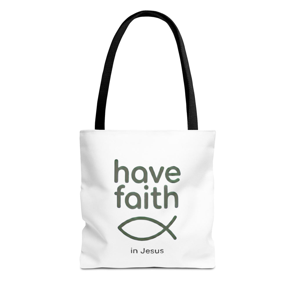 Have Faith in Jesus Tote Bag — Christian Fish Symbol Canvas Tote