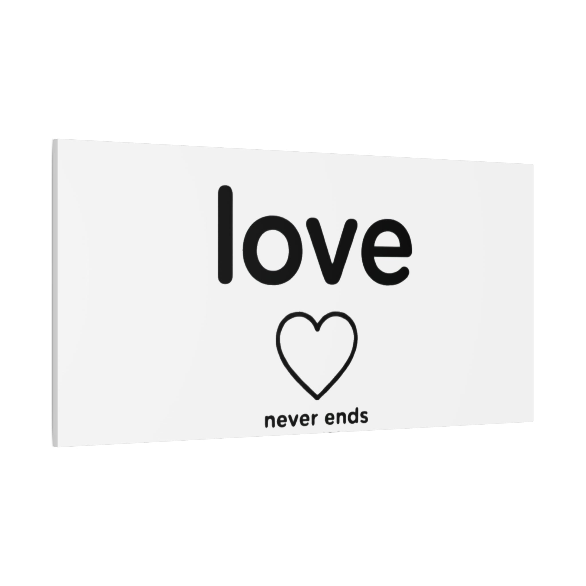 Canvas Wall Art — "love" Heart with "never ends cor. 129" Minimalist Print