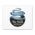 Be Still & Know Canvas Wall Art — Minimal Heart Quote Stretched Matte Canvas