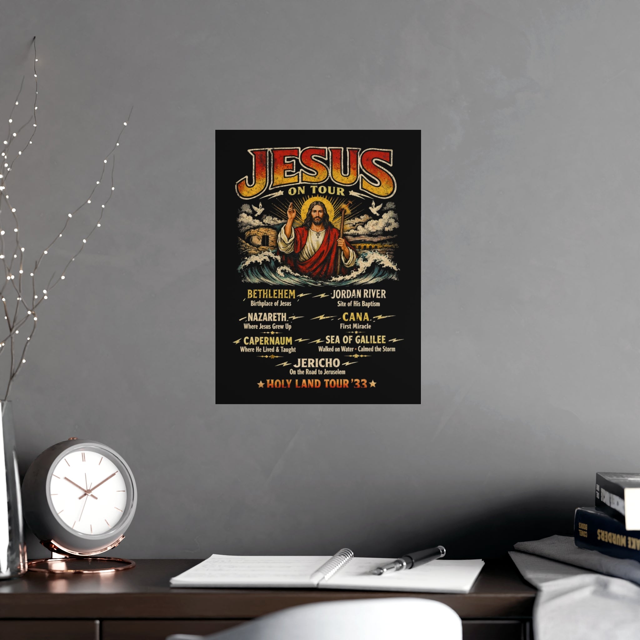 Jesus on Tour Matte Poster — Christian Map Tour Art (Places Jesus Visited)