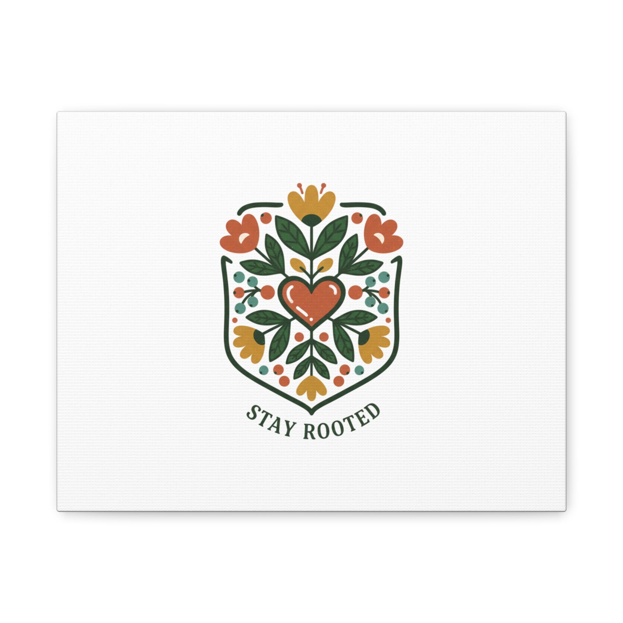 Stay Rooted Botanical Canvas — Hand-Drawn Folk Art Wall Print