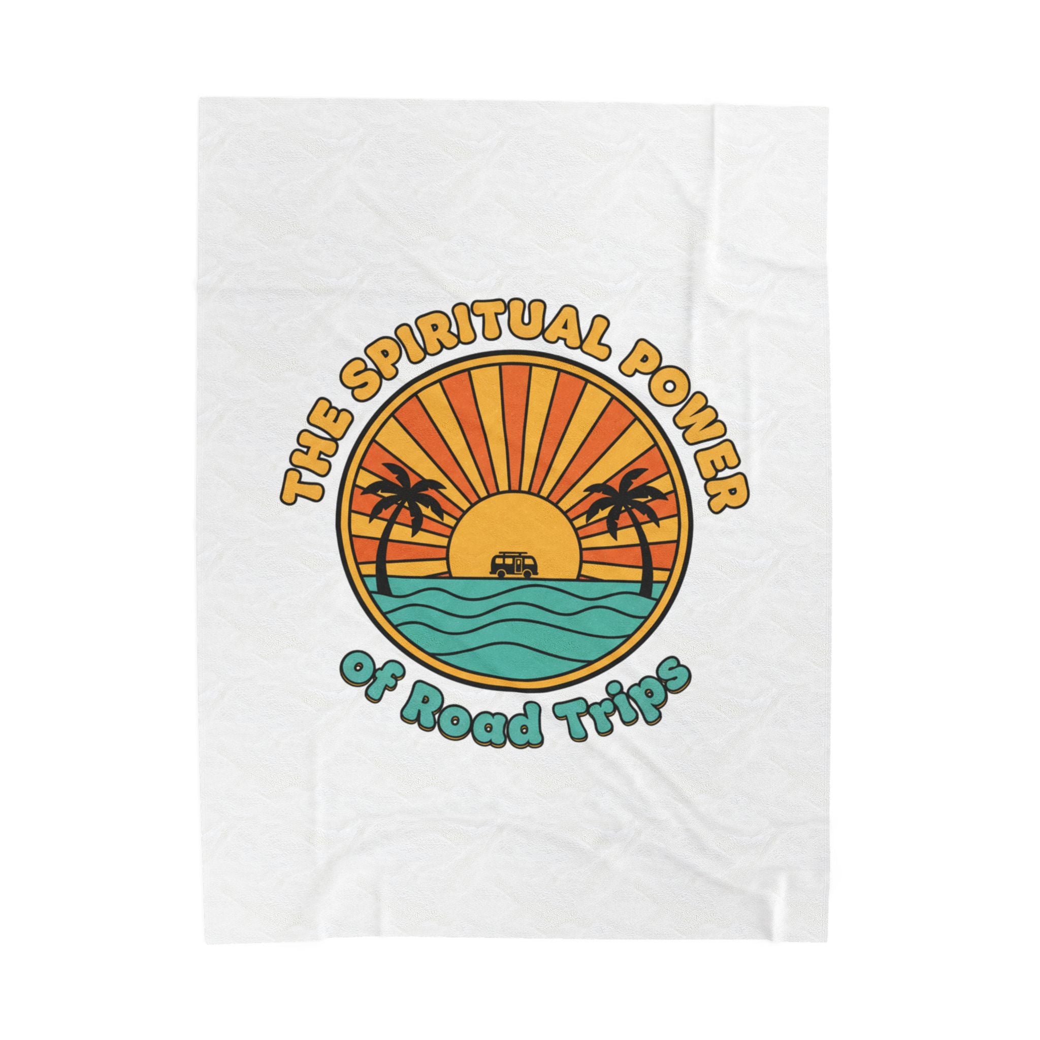 Spiritual Power of Road Trips Blanket | 1970s Sunset Retro Palm Throw