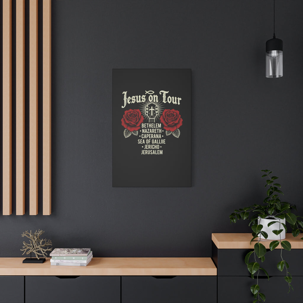 Jesus on Tour Red Roses Canvas Art — Stretched Matte Wall Decor