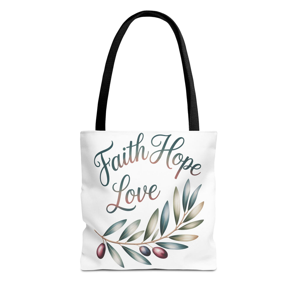 Faith Hope Love Floral Tote Bag — Inspirational Scripture Quote Canvas Carryall