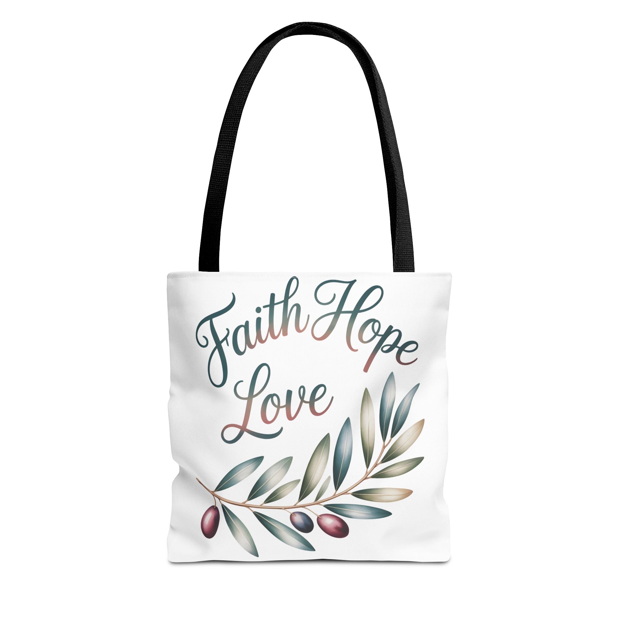 Faith Hope Love Floral Tote Bag — Inspirational Scripture Quote Canvas Carryall