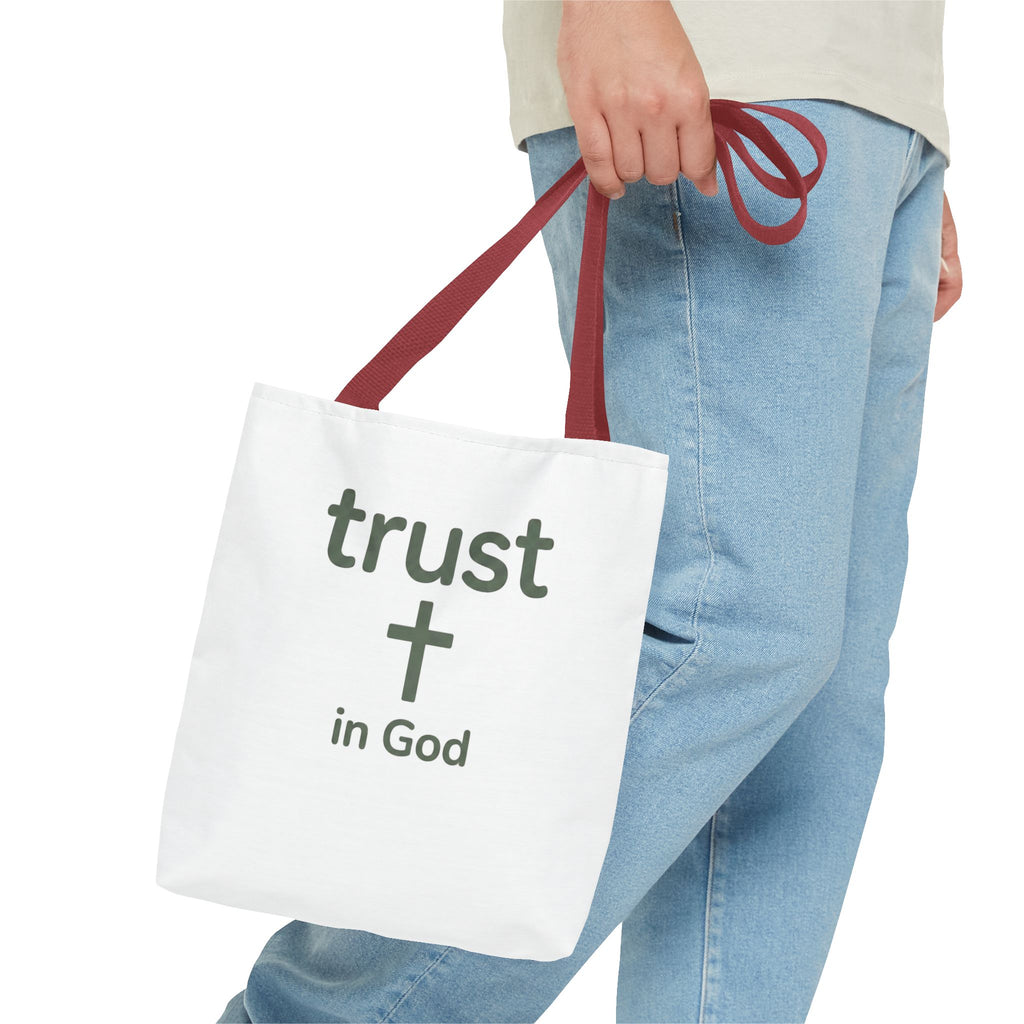 Faith Tote Bag — "Trust in God" Canvas Carryall with Cross