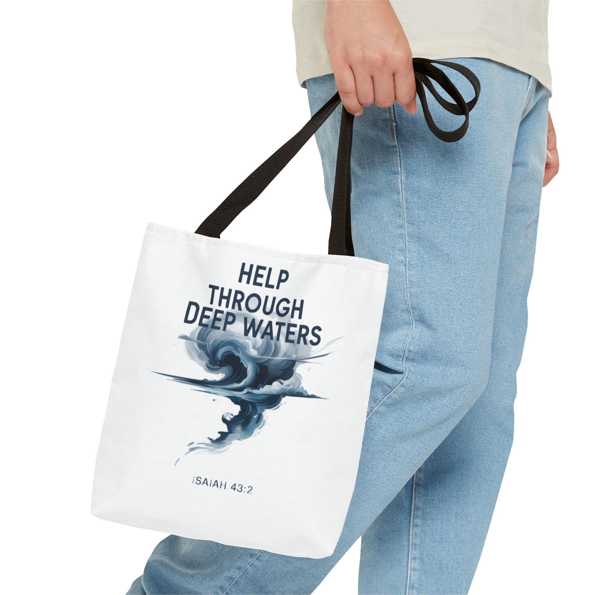 Tote — "Help Through Deep Waters" Inspirational Scripture Tote Bag (Isaiah 43:2)
