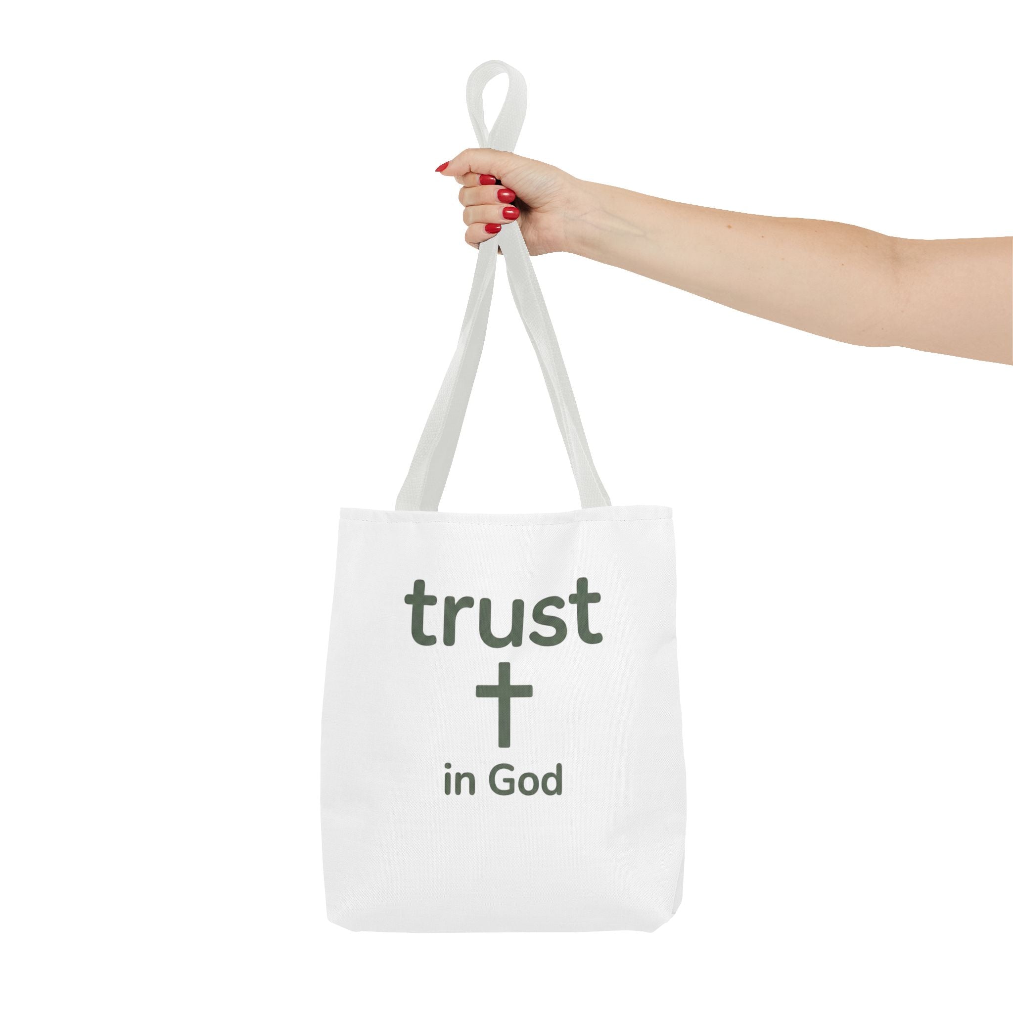 Faith Tote Bag — "Trust in God" Canvas Carryall with Cross