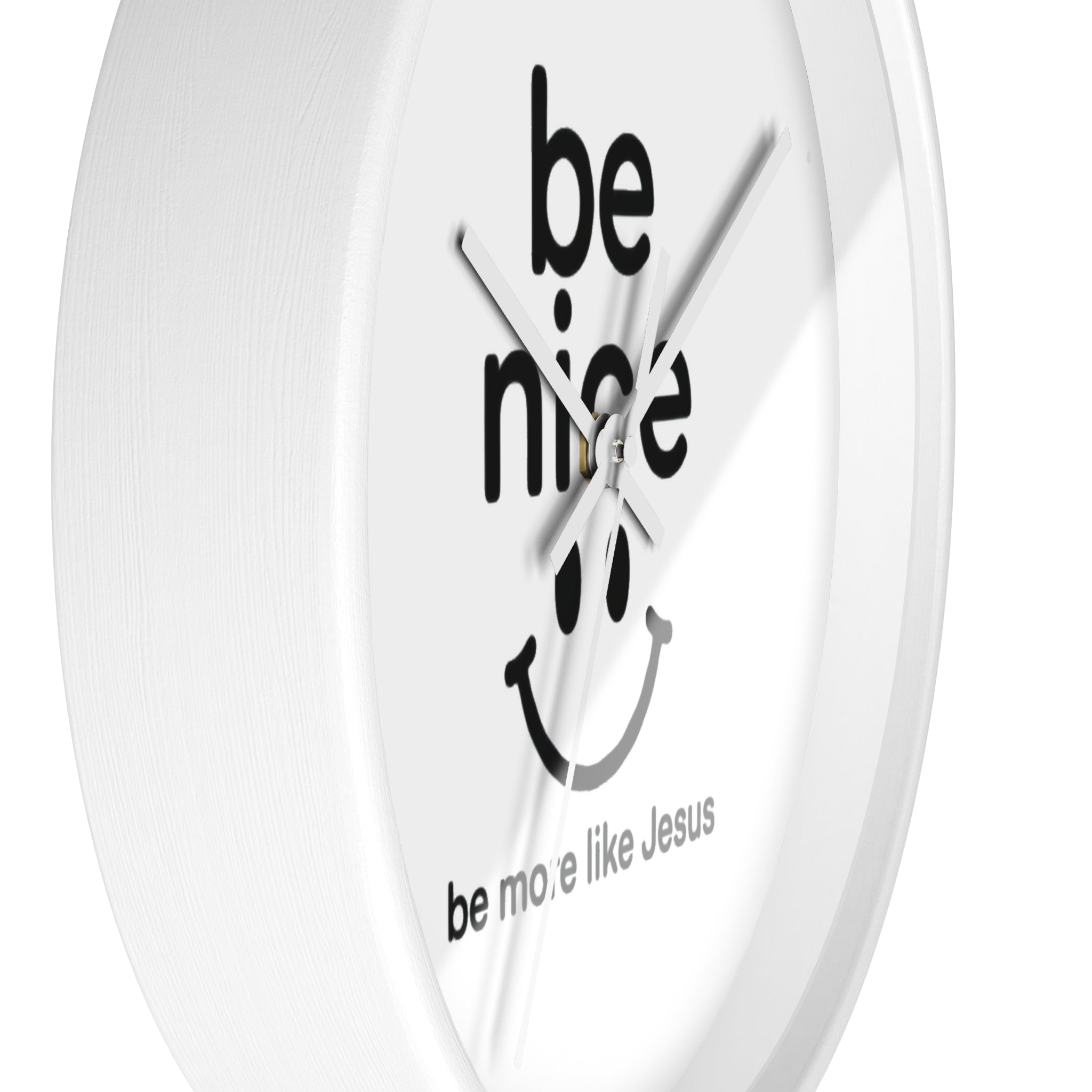 Wall Clock — “Be Nice” Christian Smiley Inspirational Wall Clock (Be More Like Jesus)