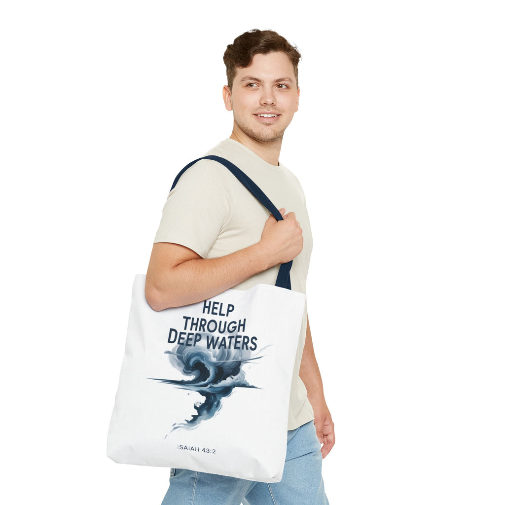 Tote — "Help Through Deep Waters" Inspirational Scripture Tote Bag (Isaiah 43:2)