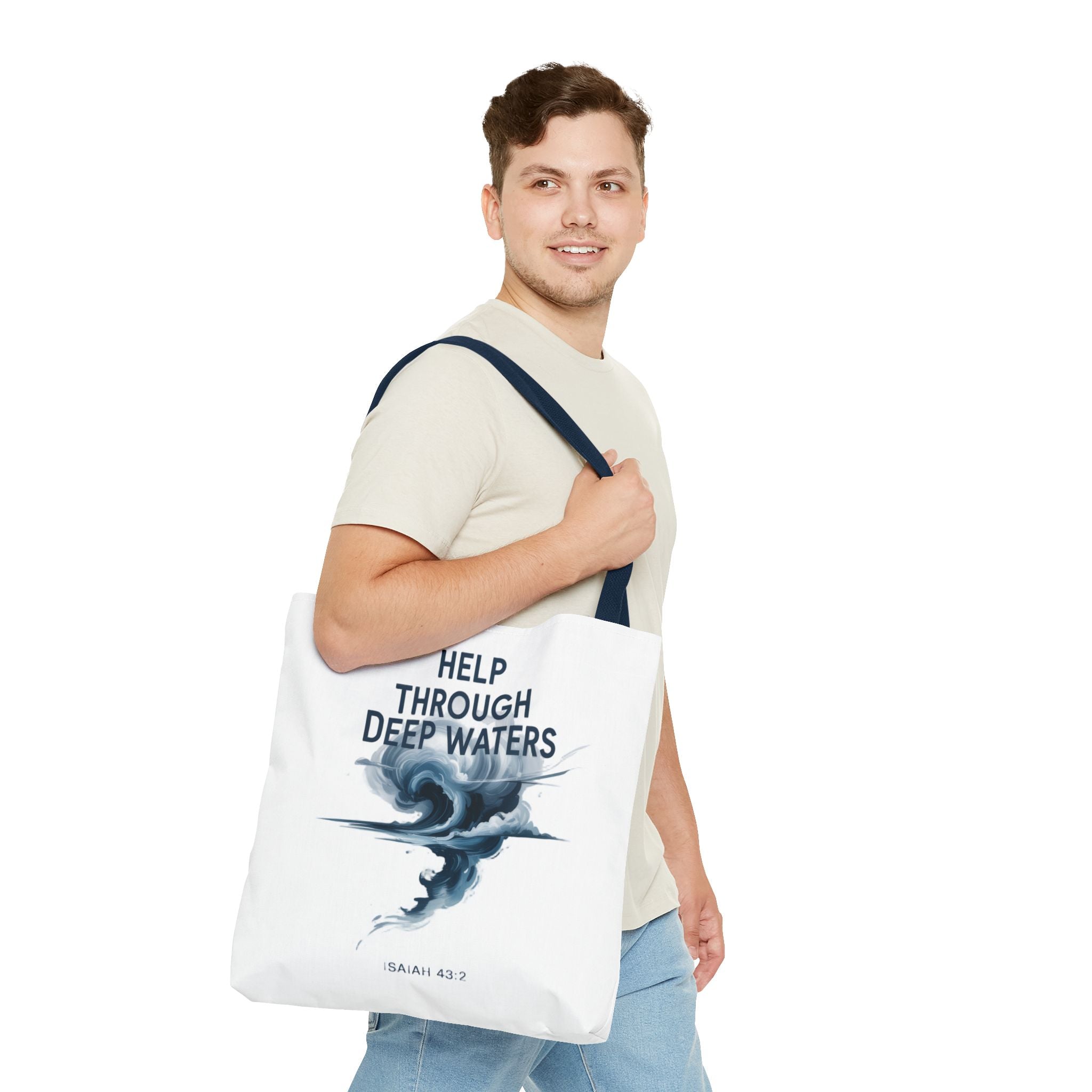 Tote — "Help Through Deep Waters" Inspirational Scripture Tote Bag (Isaiah 43:2)