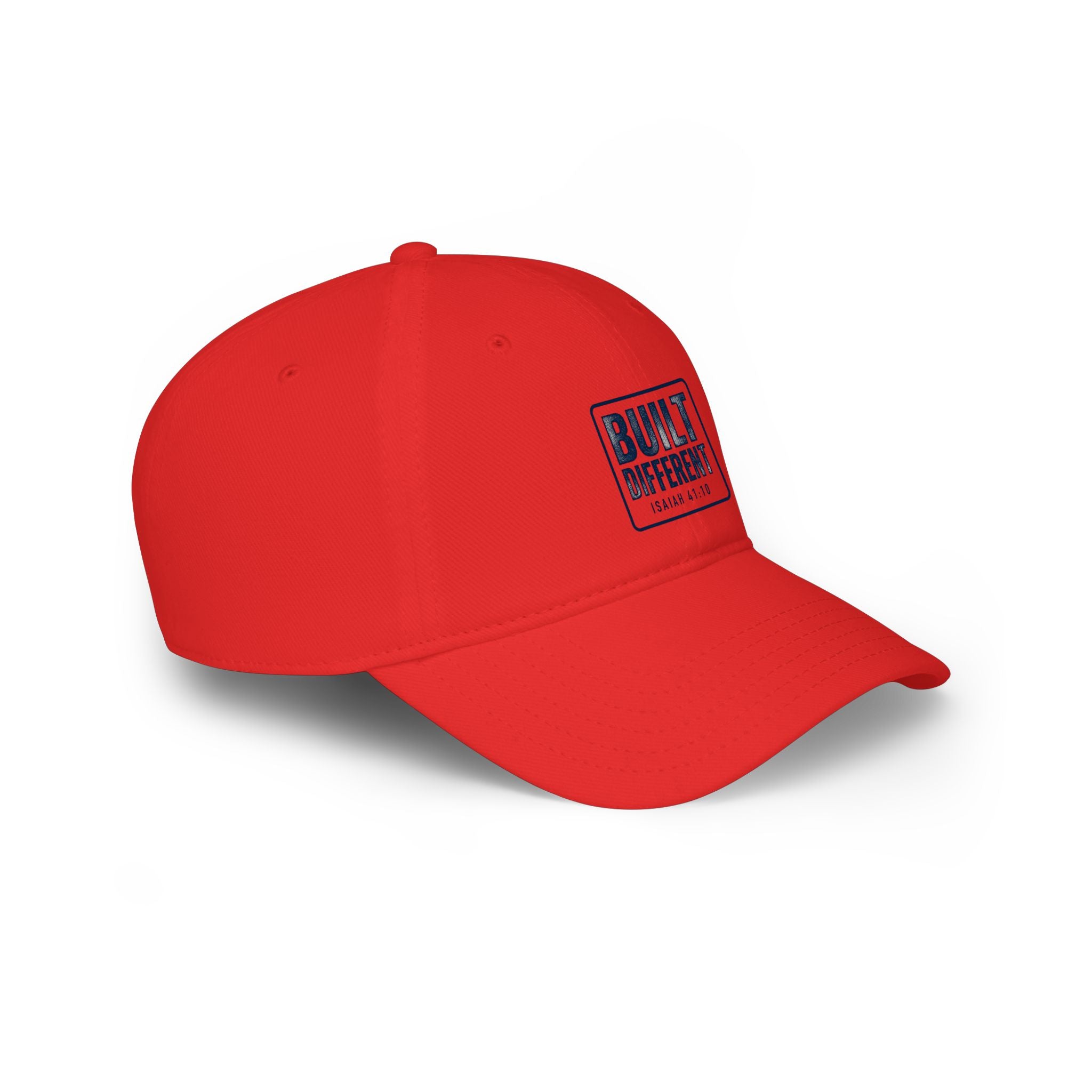 Built Different Baseball Cap — Low Profile Red Dad Hat with 'Built Different' Patch