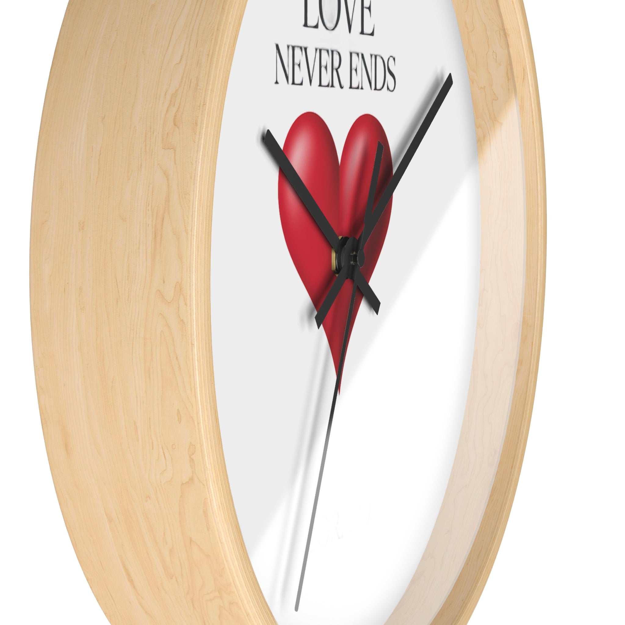 Wall Clock — "Love Never Ends" Heart Decorative Wall Clock | Romantic Home Decor, Valentine’s Day Gift