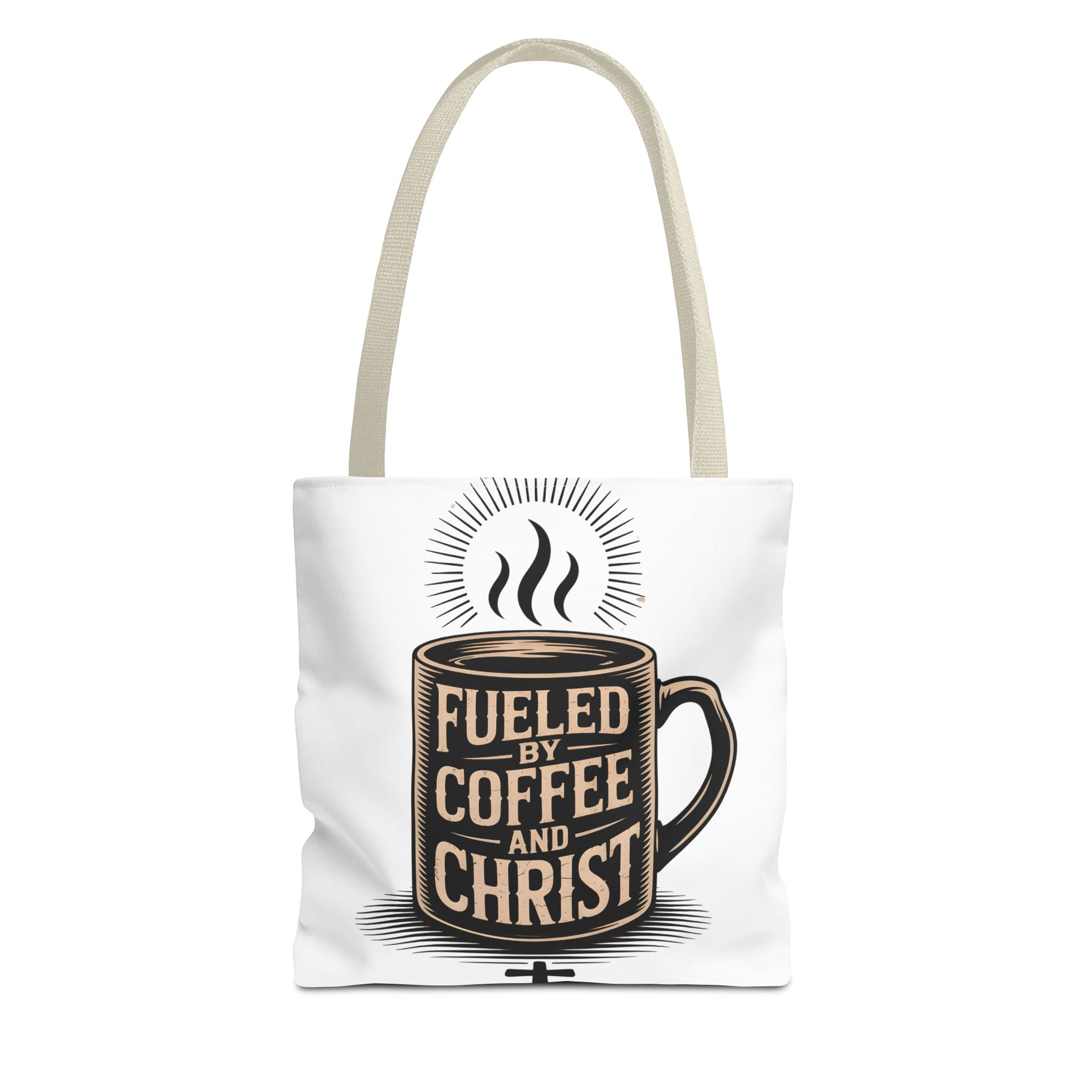 Christian Coffee Tote Bag - "Fueled by Coffee and Christ" Canvas Grocery & Church Bag
