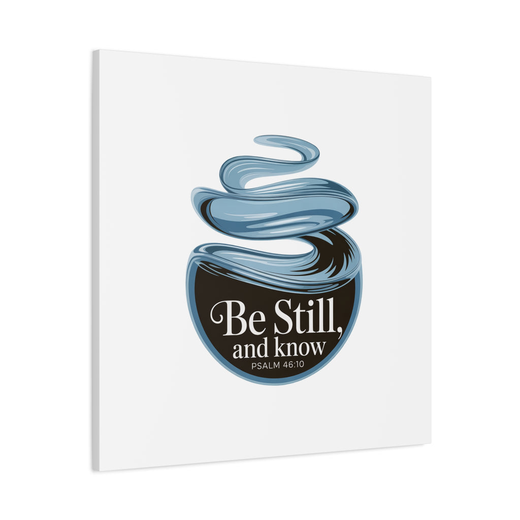 Be Still & Know Canvas Wall Art — Minimal Heart Quote Stretched Matte Canvas