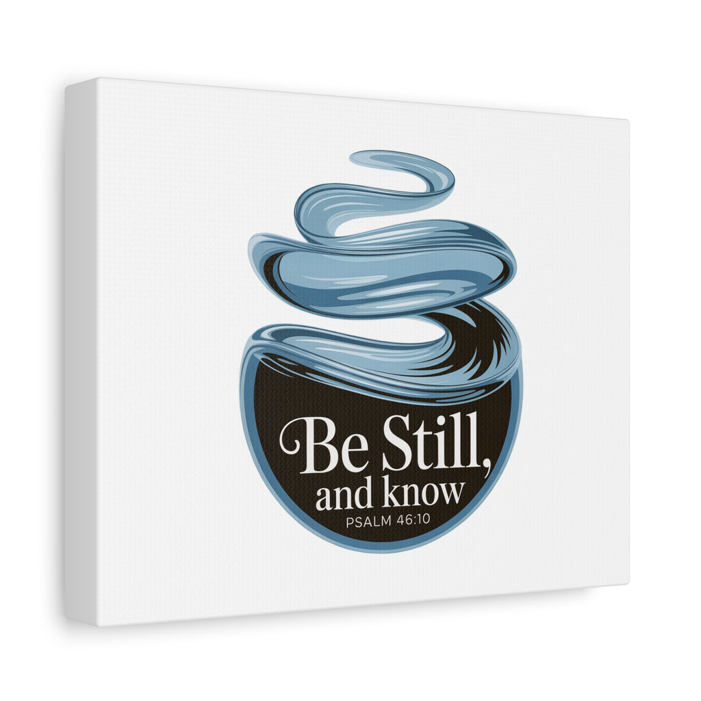 Be Still & Know Canvas Wall Art — Minimal Heart Quote Stretched Matte Canvas