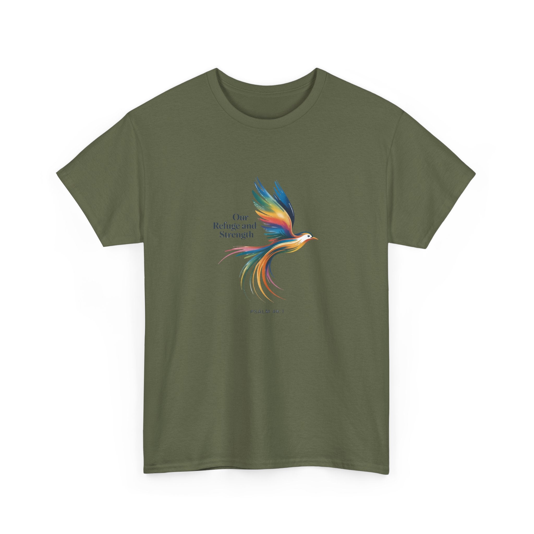 Psalm Bird Tee — "Our Refuge and Our Strength" Christian T-Shirt