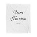 Velveteen Plush Blanket - "Under His Wings" Psalm 91:4 Inspirational Christian Throw