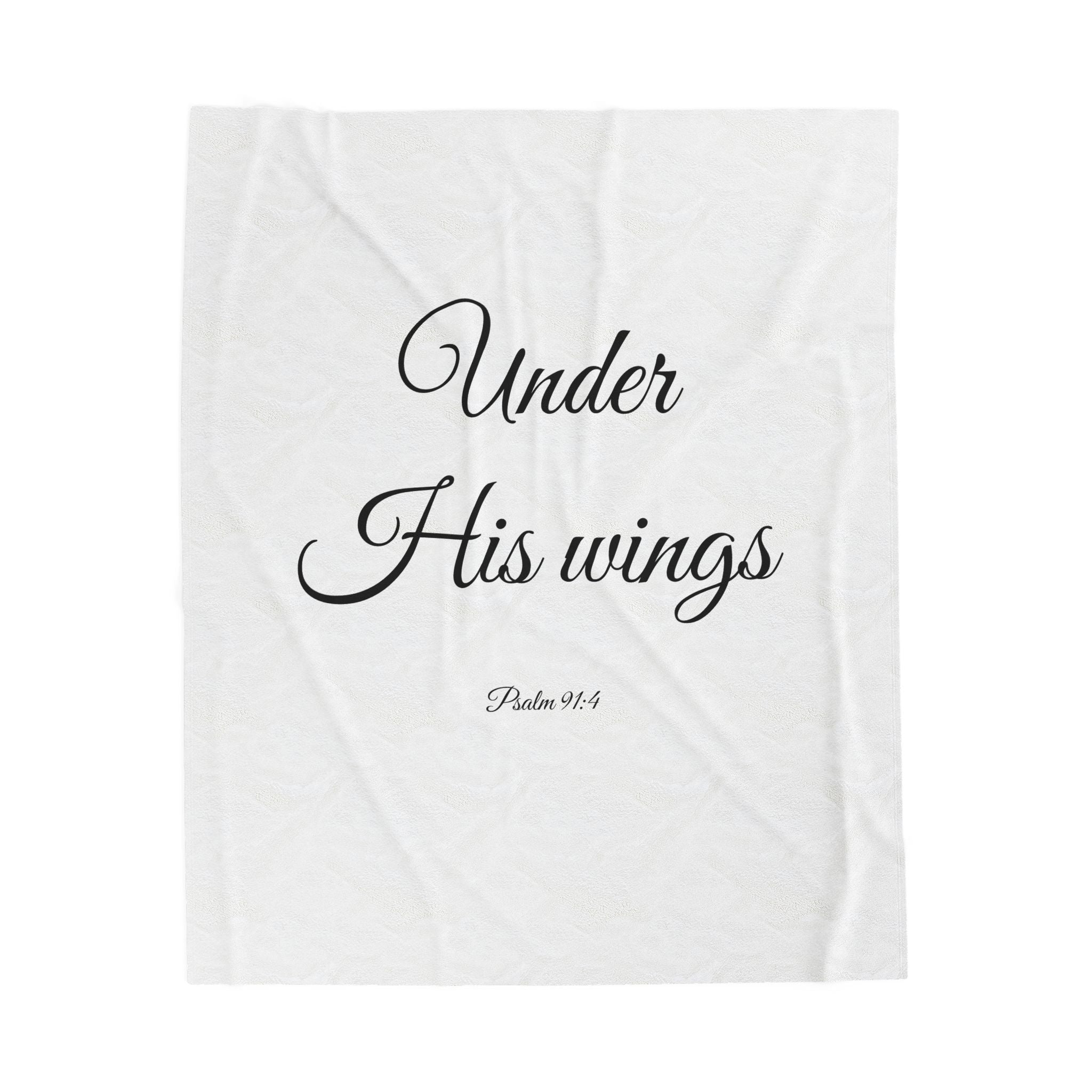 Velveteen Plush Blanket - "Under His Wings" Psalm 91:4 Inspirational Christian Throw