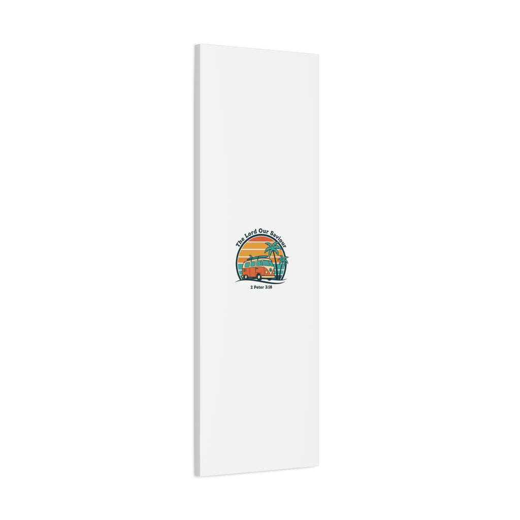 The Lord our Saviour, Retro Surf Sunset Canvas | 70s Van Palm Postcard, Analog Sunshine Aesthetic