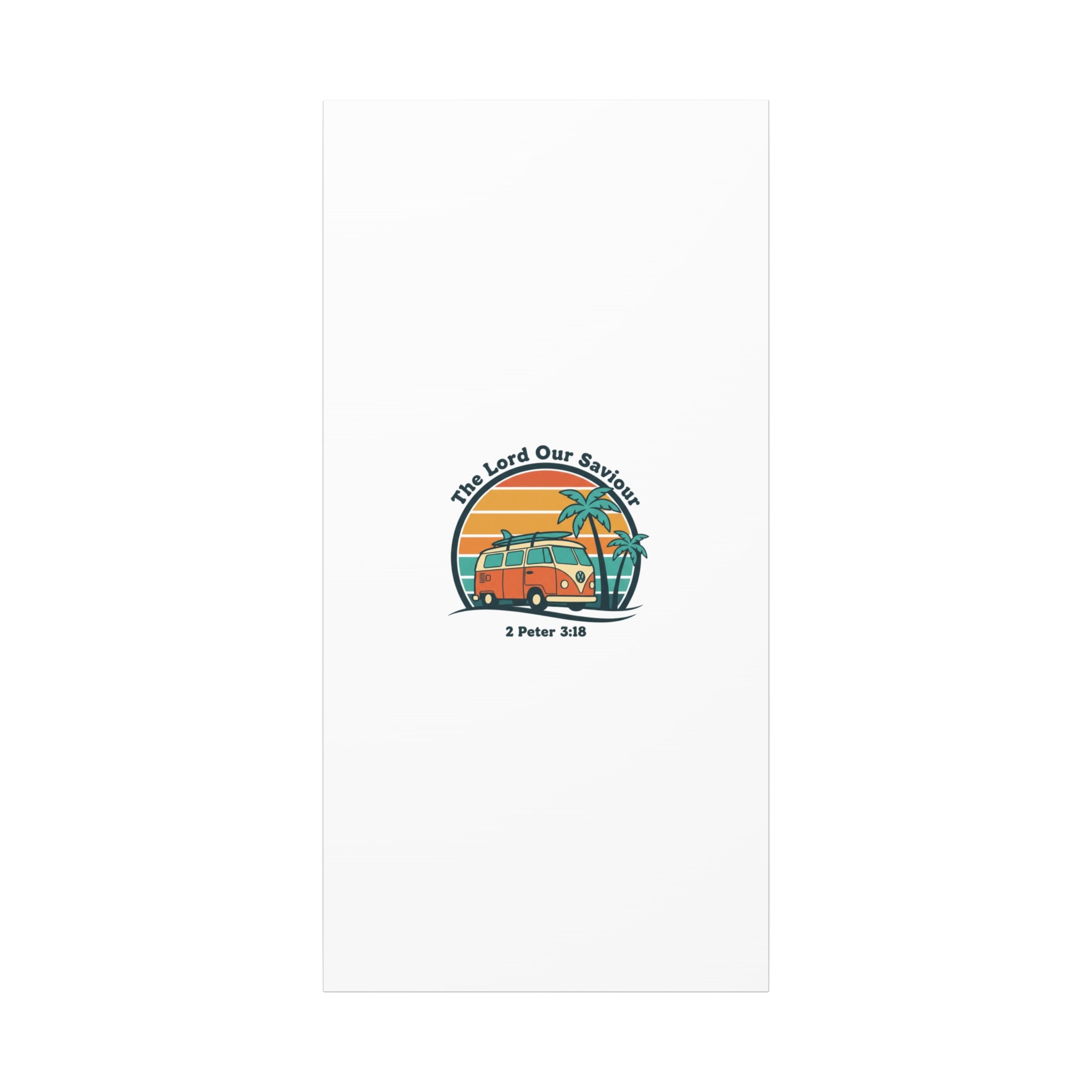 The Lord our Saviour, Retro Surf Sunset Canvas | 70s Van Palm Postcard, Analog Sunshine Aesthetic