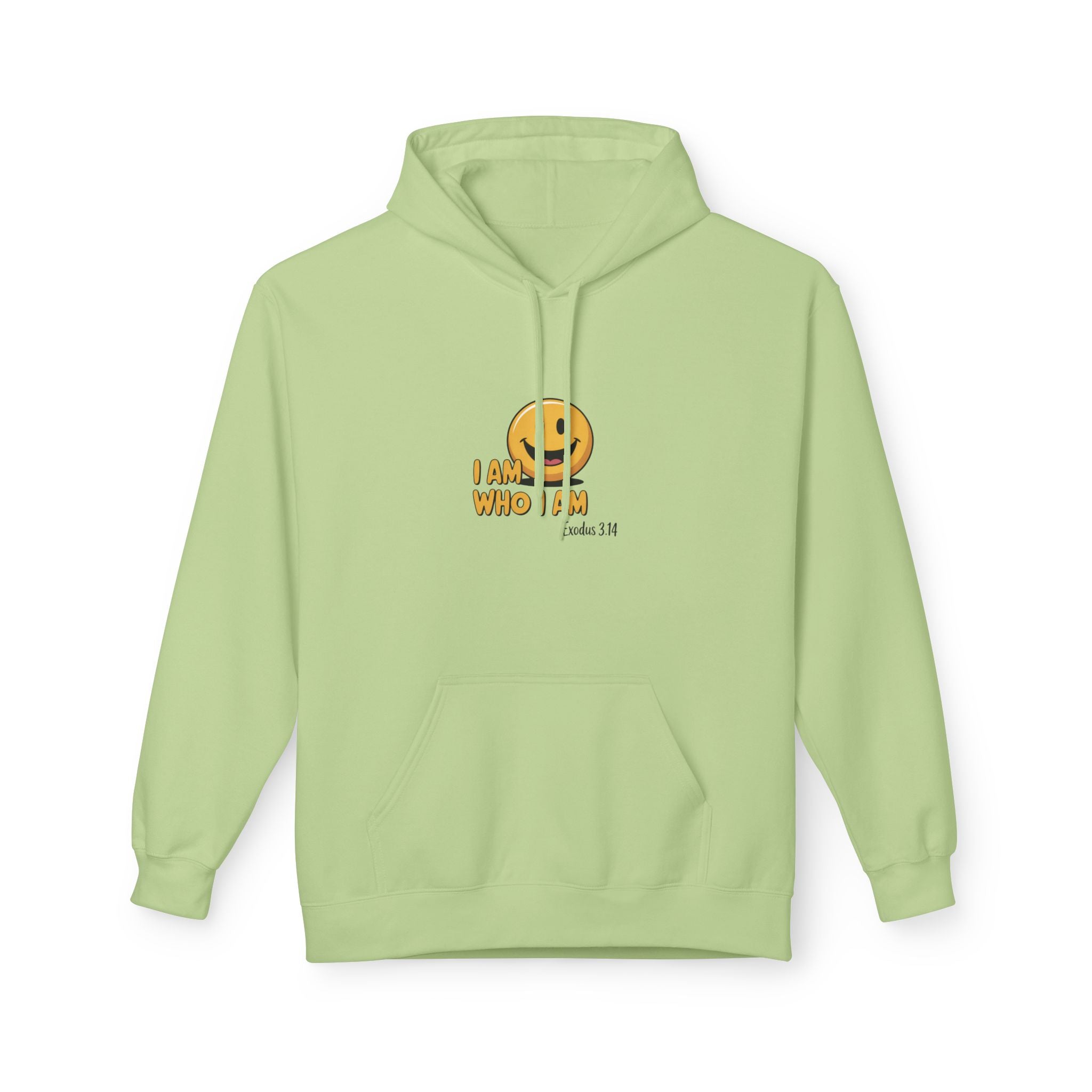 Hoodie — "I Am Who I Am" Smiley Christian Faith Graphic Hoodie