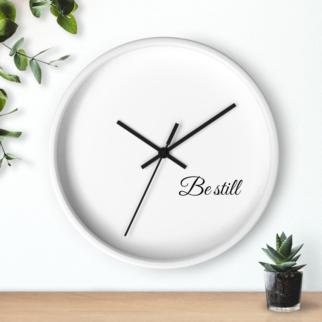 Be Still Wall Clock — Minimalist Bible Scripture Clock