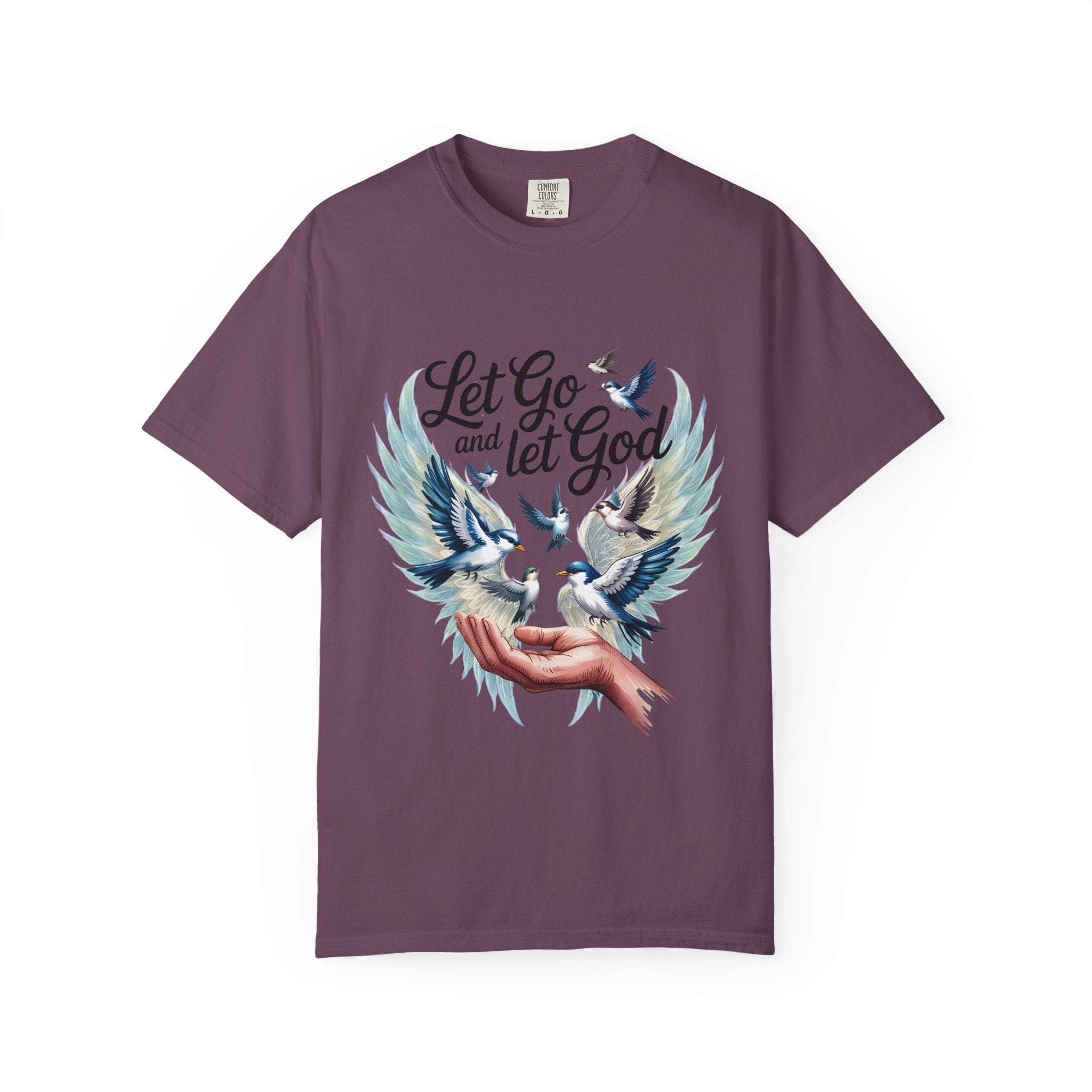 Angel Wings Graphic T-Shirt — Pastel Blue Feather Back Print