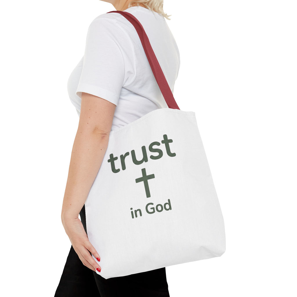 Faith Tote Bag — "Trust in God" Canvas Carryall with Cross