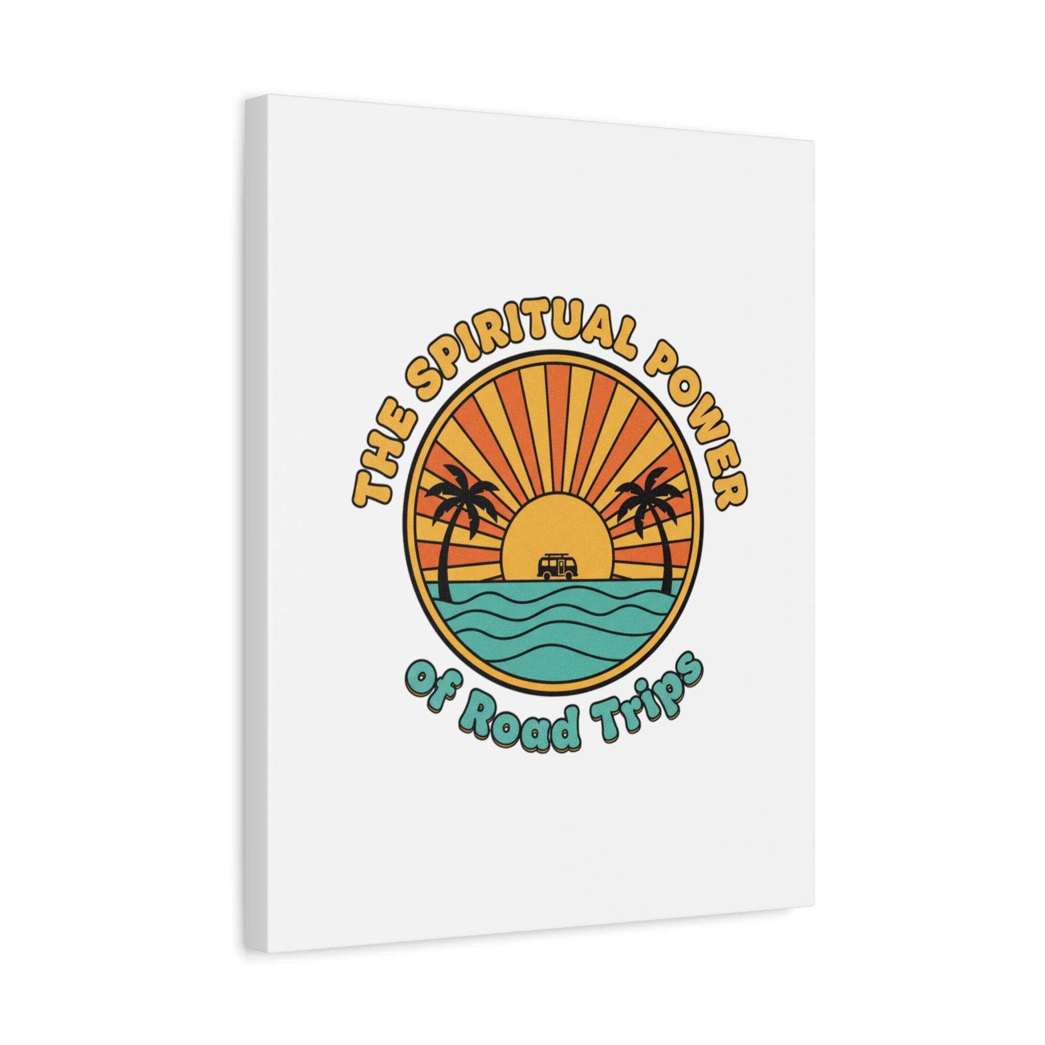 Spiritual Road Trips Canvas | 1970s Sunset Retro Palm Poster
