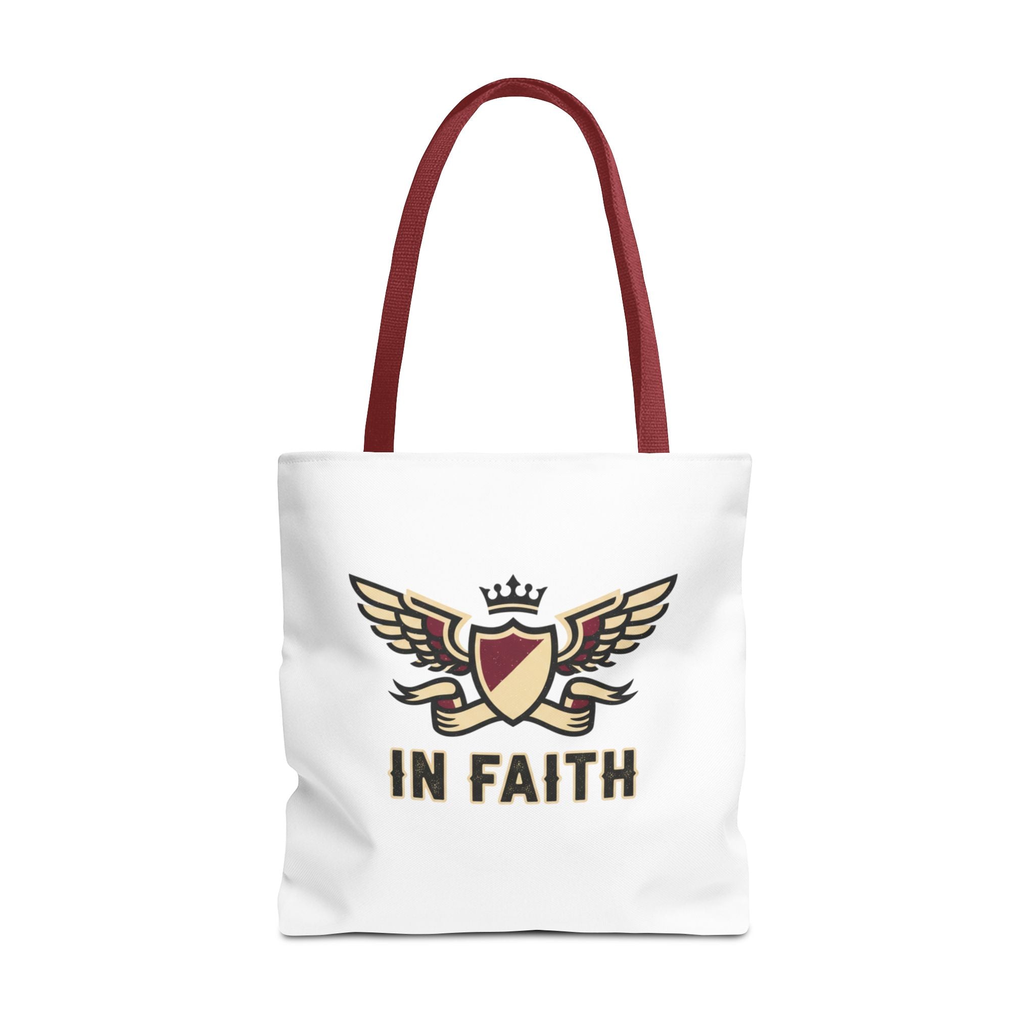 Faith Crest Tote Bag — "In Faith" Winged Shield Everyday Carry