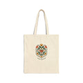 Hand-Drawn Folk Botanical Tote, embroidery-style rustic floral print