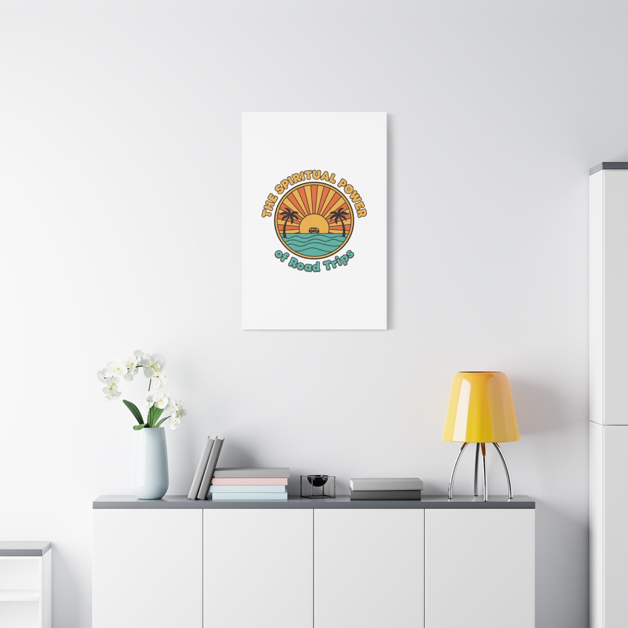Spiritual Road Trips Canvas | 1970s Sunset Retro Palm Poster