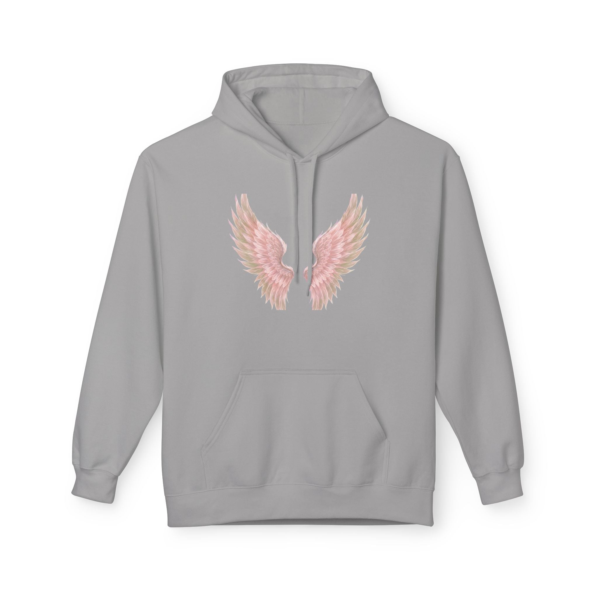 Angel Wings Hoodie — Pastel Pink Feather Graphic Pullover