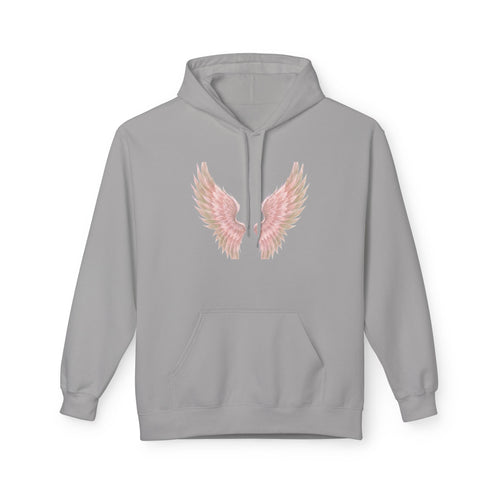 Angel Wings Hoodie — Pastel Pink Feather Graphic Pullover