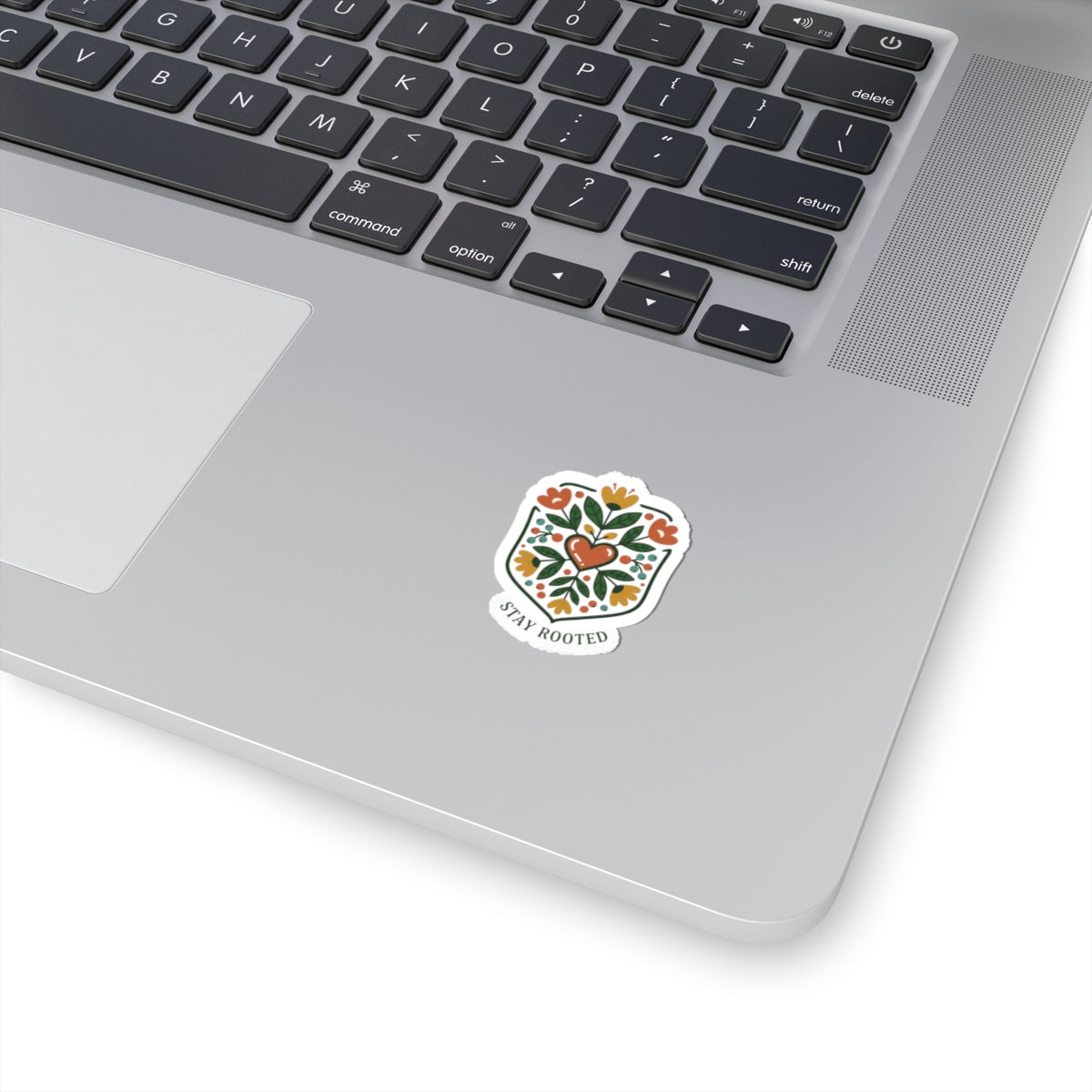 Stay Rooted Folk Botanical Sticker | hand drawn, embroidery style clover