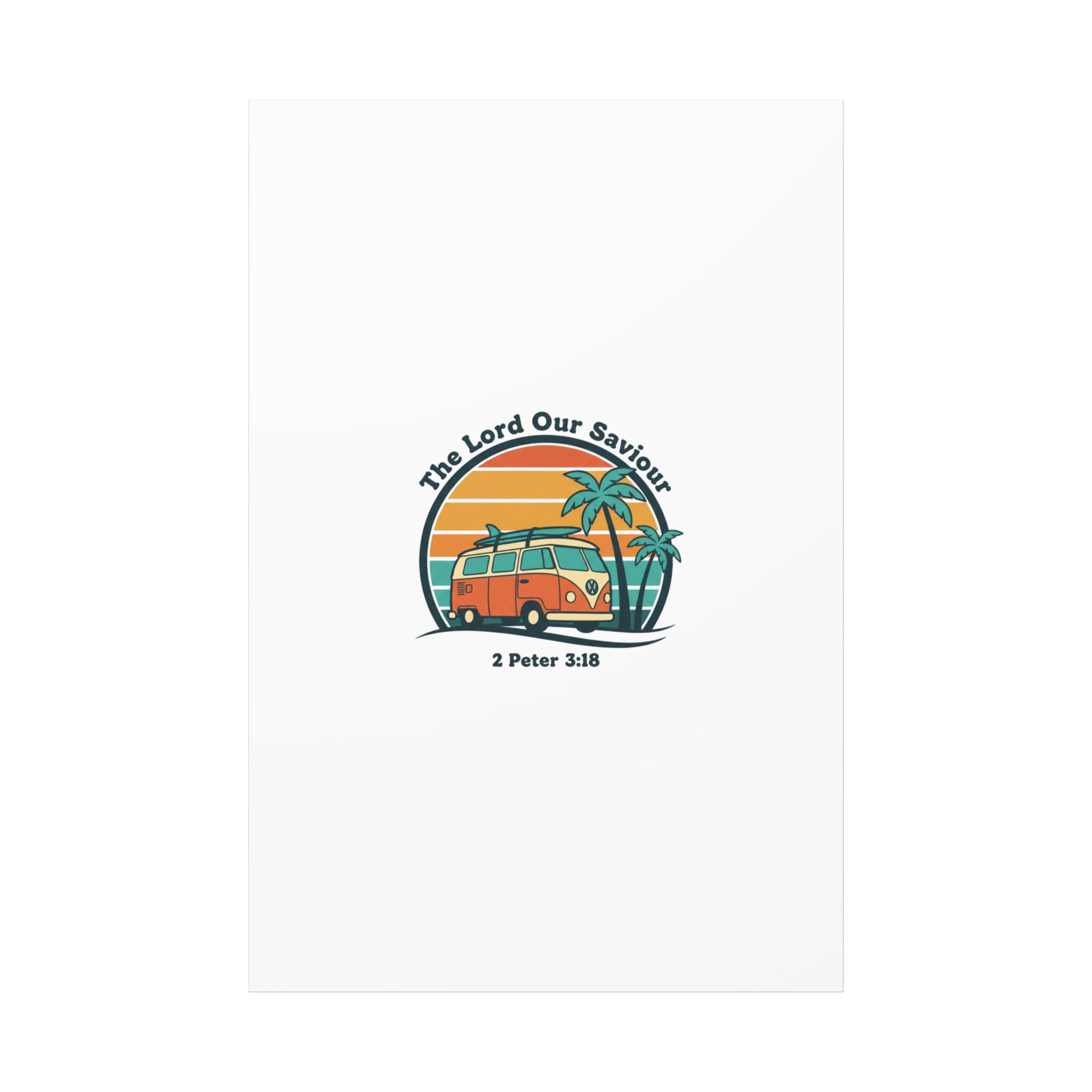 The Lord our Saviour, Retro Surf Sunset Canvas | 70s Van Palm Postcard, Analog Sunshine Aesthetic