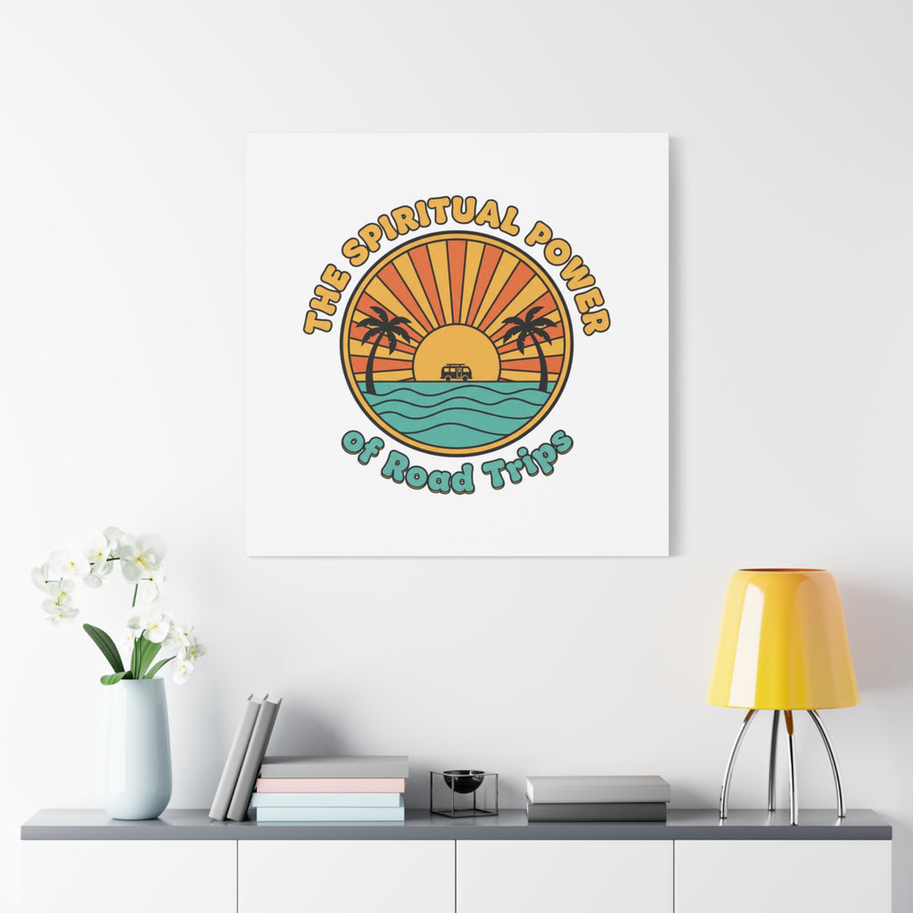 Spiritual Road Trips Canvas | 1970s Sunset Retro Palm Poster