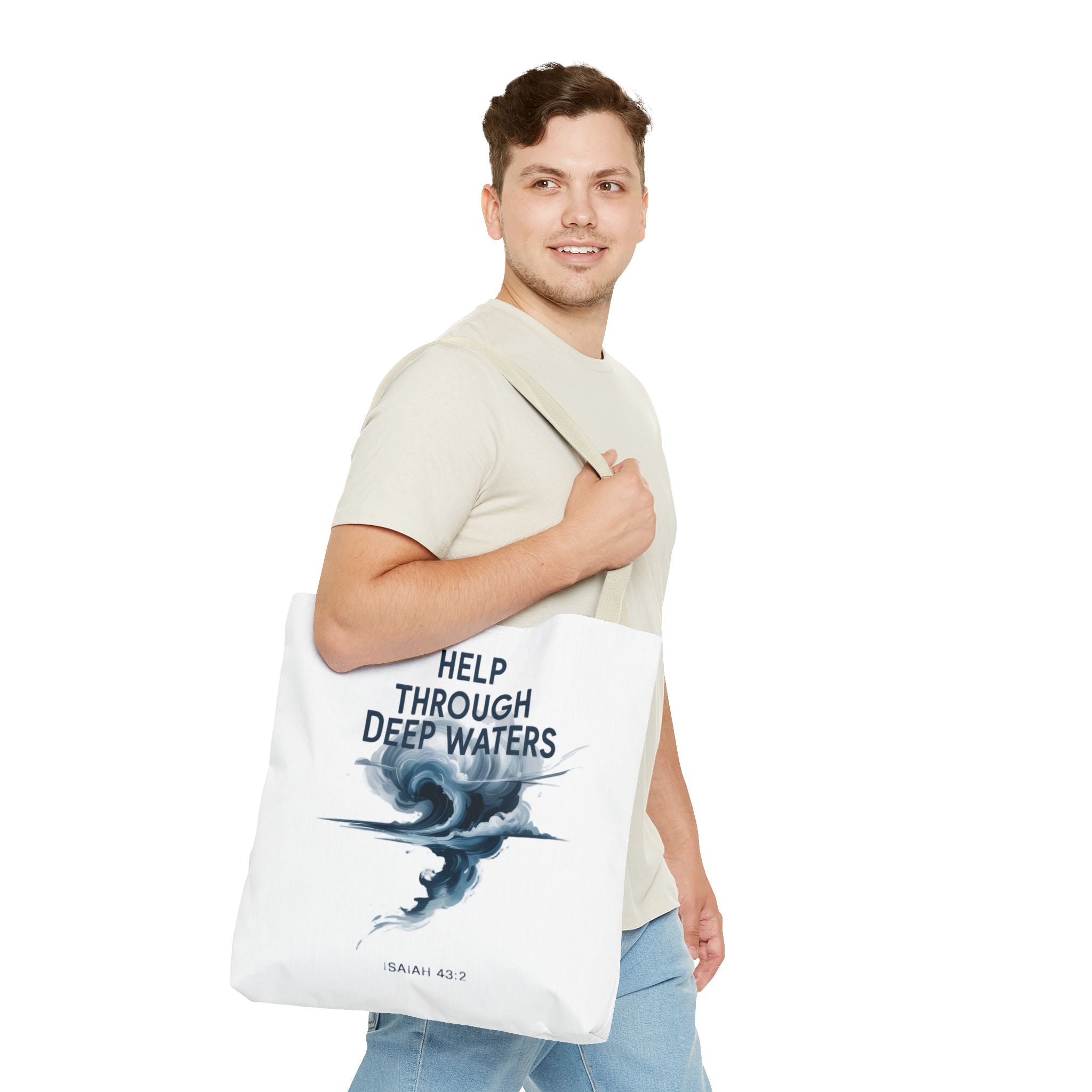 Tote — "Help Through Deep Waters" Inspirational Scripture Tote Bag (Isaiah 43:2)