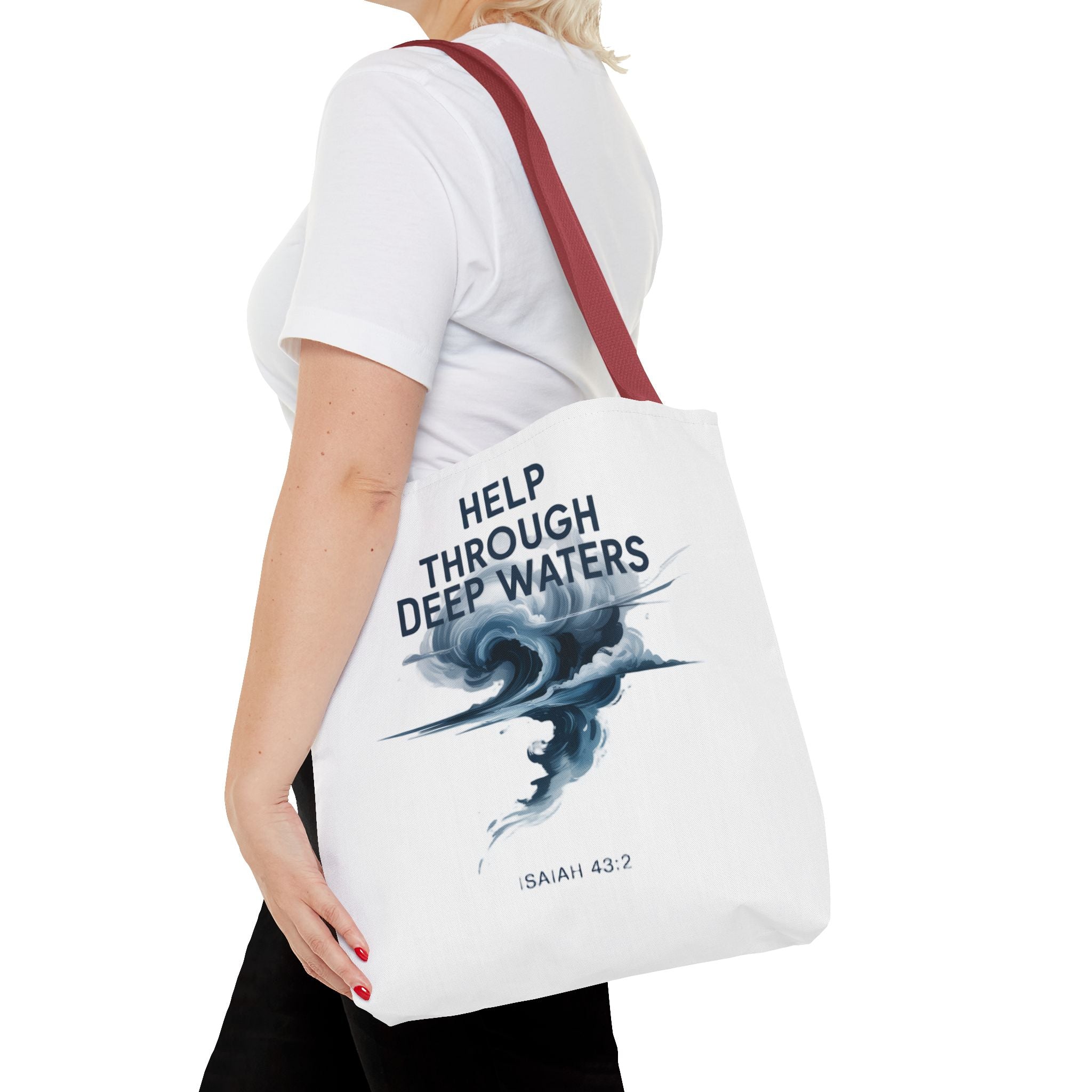 Tote — "Help Through Deep Waters" Inspirational Scripture Tote Bag (Isaiah 43:2)