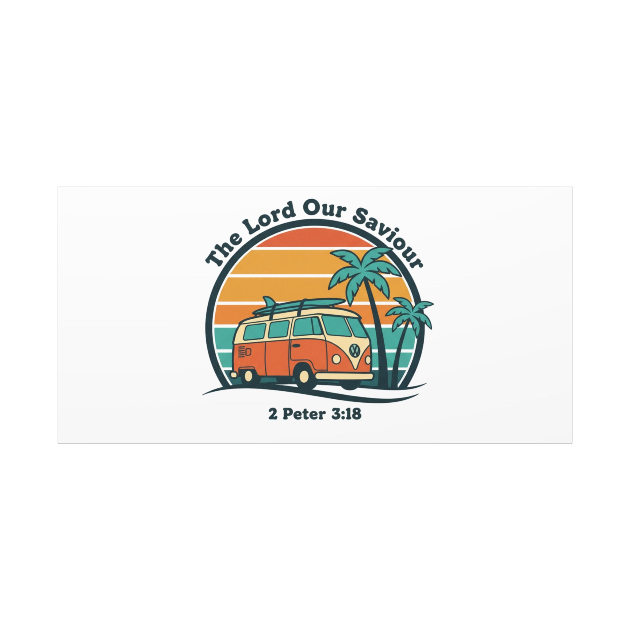 The Lord our Saviour, Retro Surf Sunset Canvas | 70s Van Palm Postcard, Analog Sunshine Aesthetic