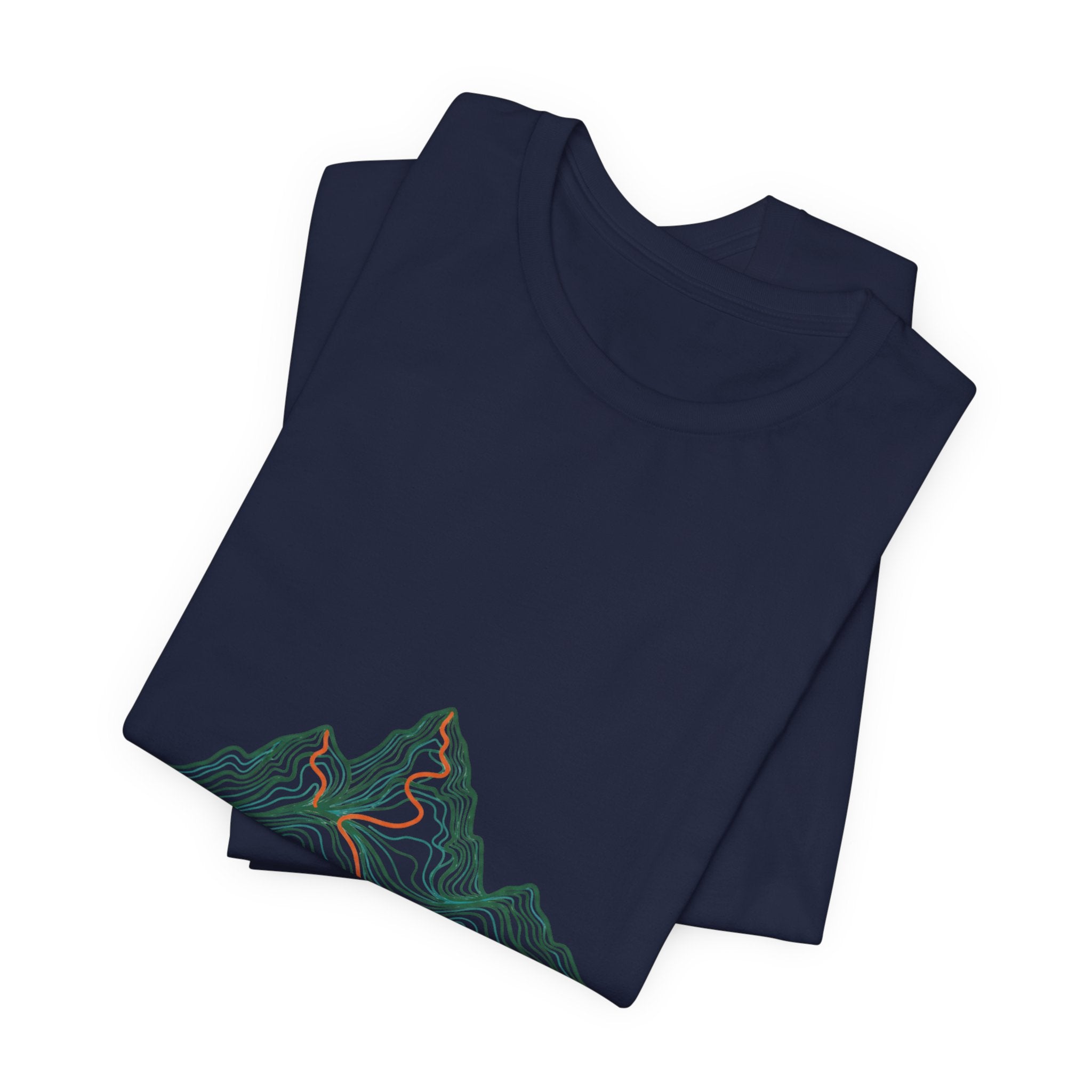 He Formed the Mountains Tee — Topographic Mountain Bible Verse T-Shirt