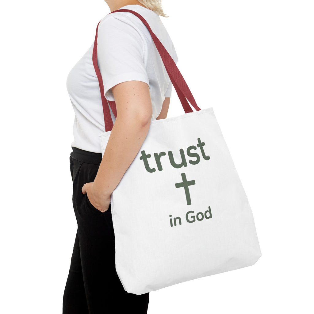 Faith Tote Bag — "Trust in God" Canvas Carryall with Cross